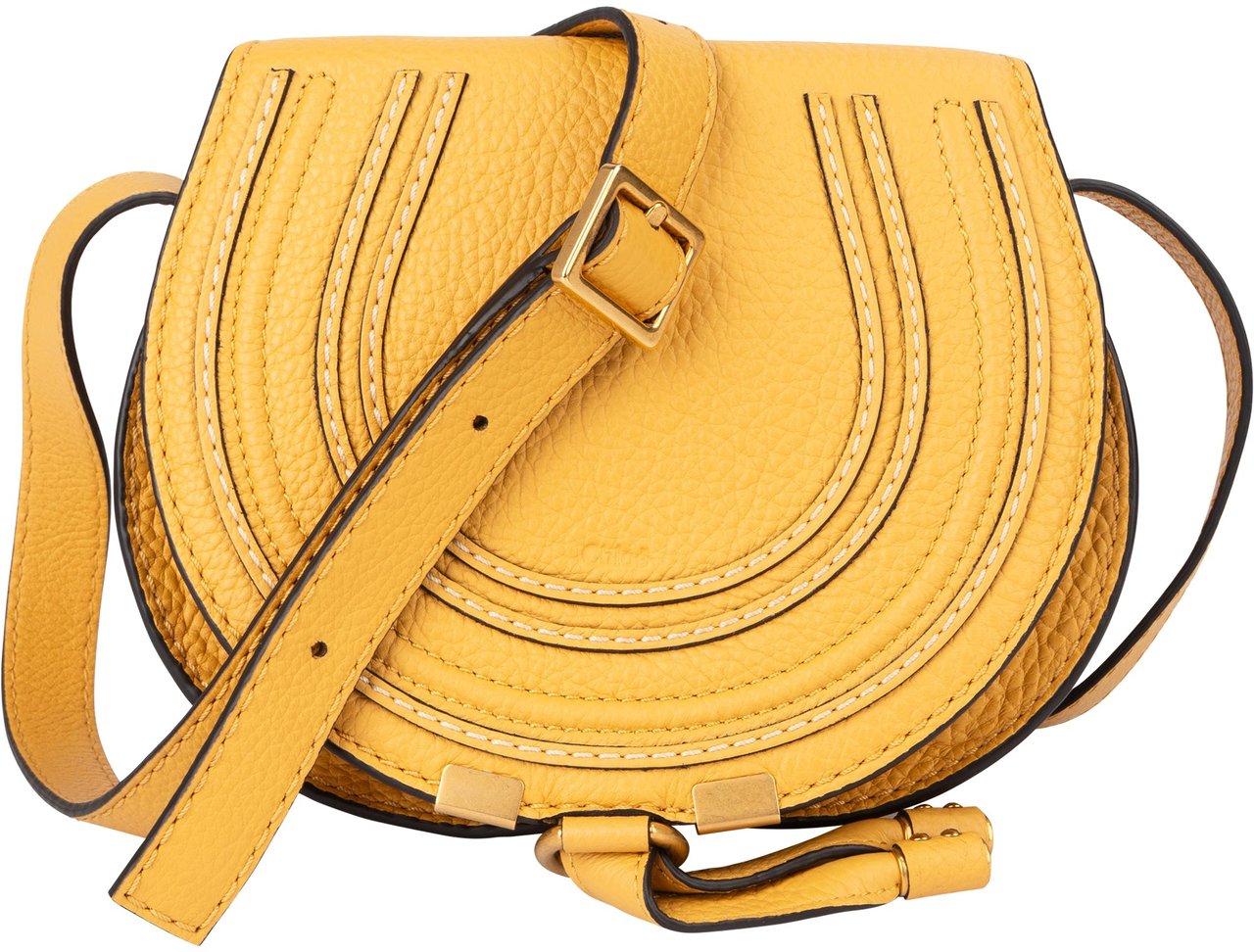 Chloé Chloé Honey Gold Leather Marcie Crossbody Bag Geel