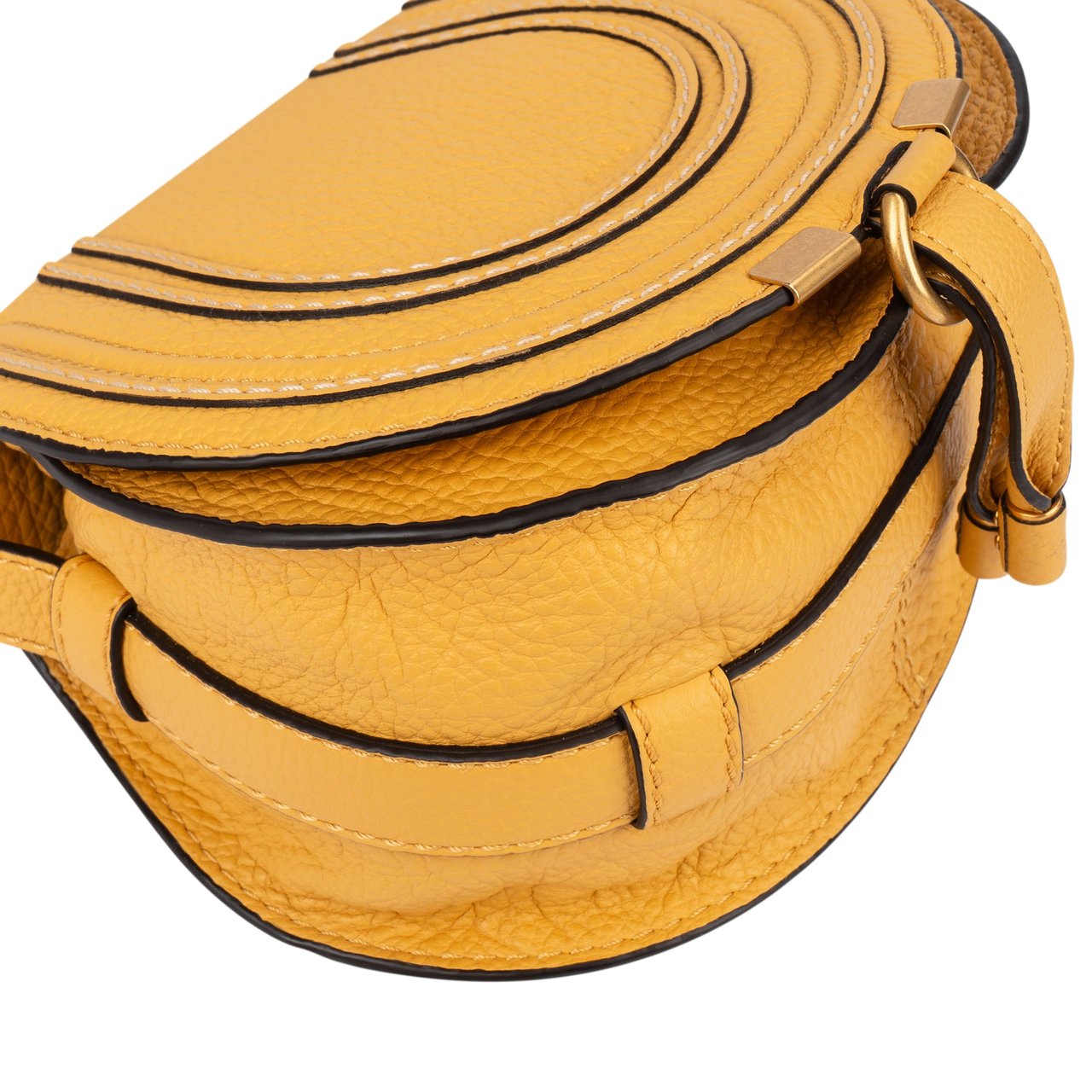 Chloé Chloé Honey Gold Leather Marcie Crossbody Bag Geel