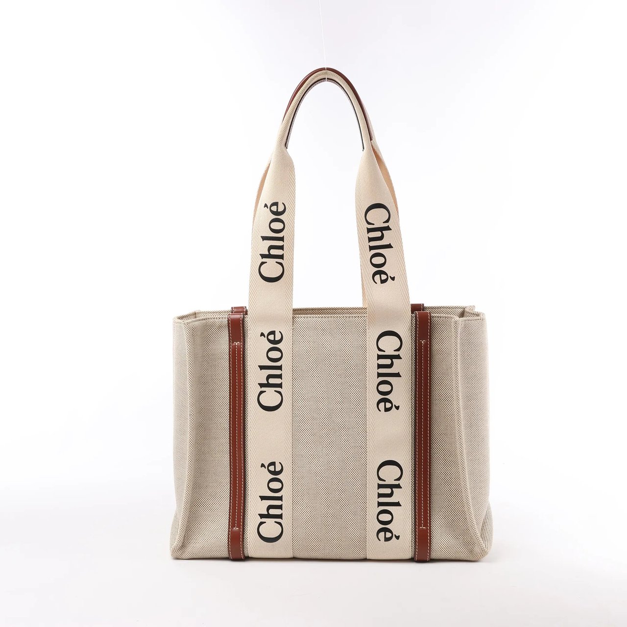 Chloé CHLOE Woody Medium Canvas & Leather Tote Shoulder bag in Brown Divers