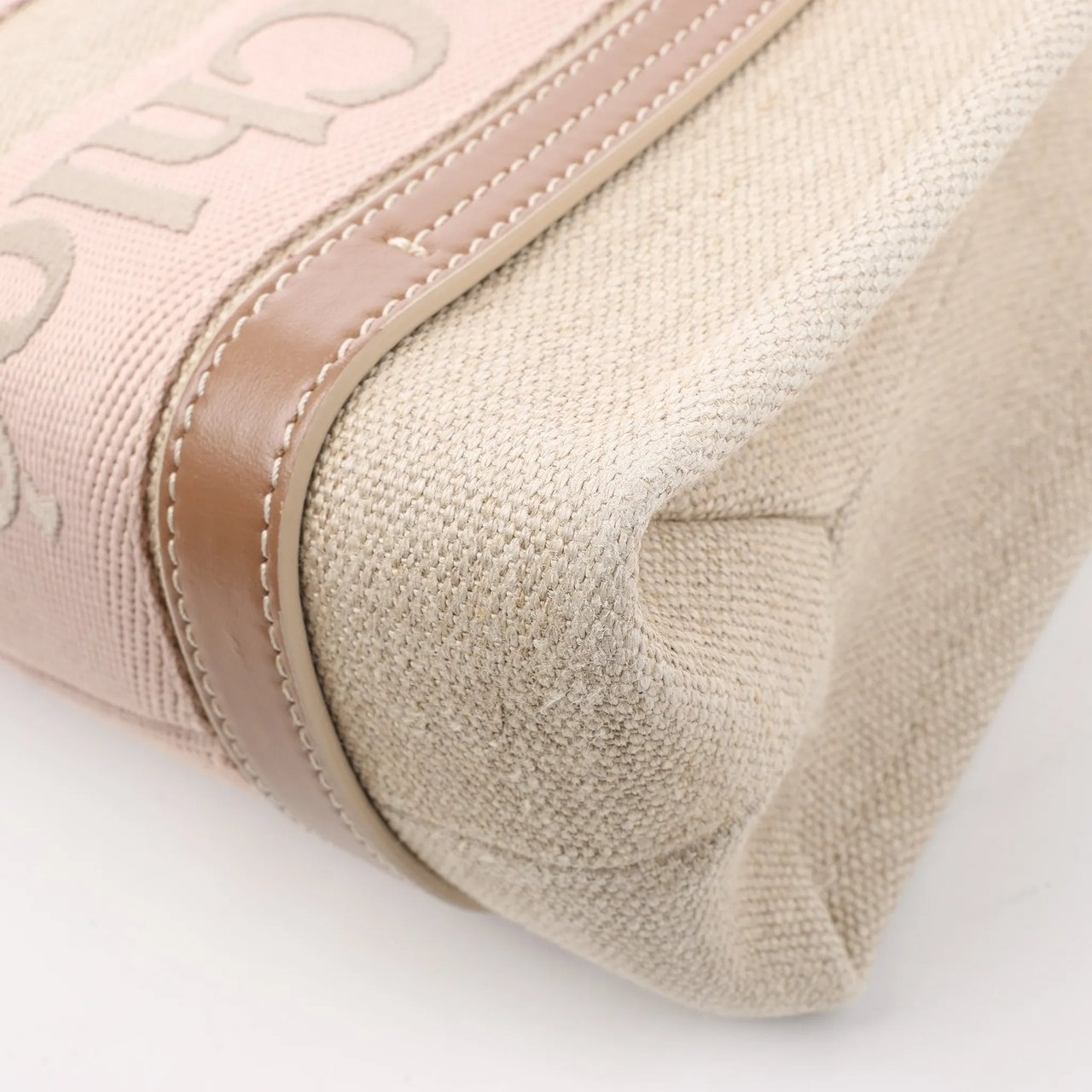 Chloé Chloé Woody Small Canvas & Leather 2Way Handbag in Beige Beige