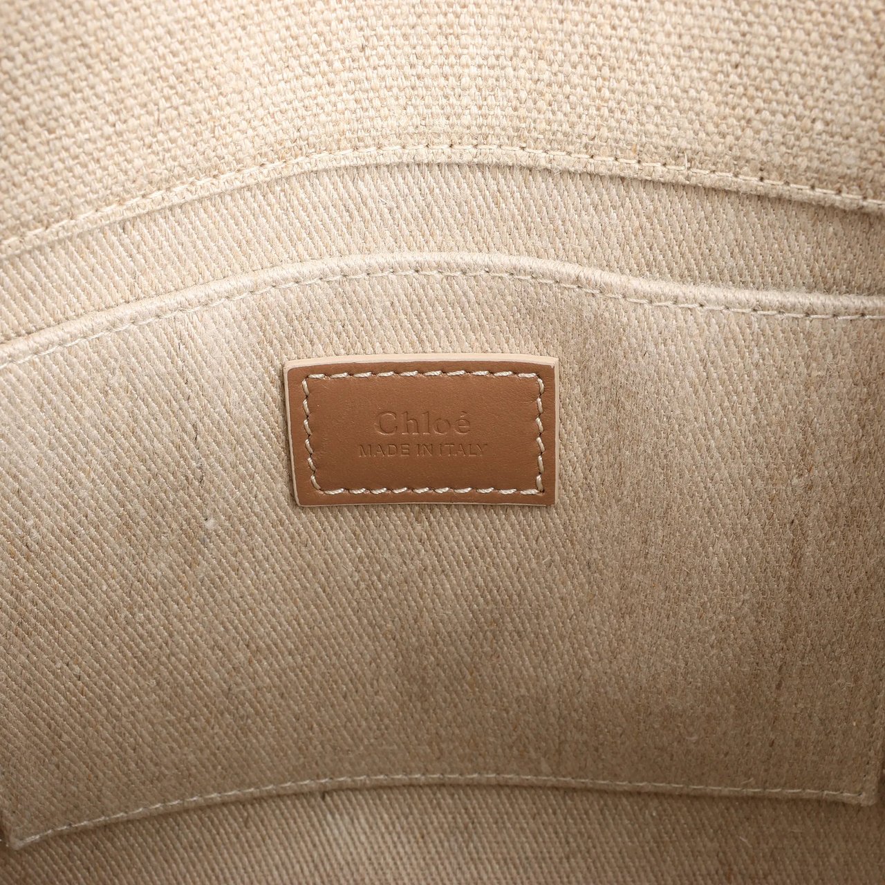 Chloé Chloé Woody Small Canvas & Leather 2Way Handbag in Beige Beige