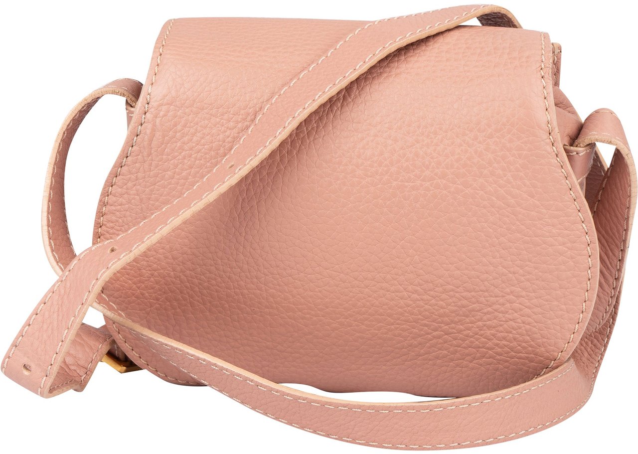 Chloé Chloé Grained Pink Calfskin Mini Marcie Crossbody Bag Rood