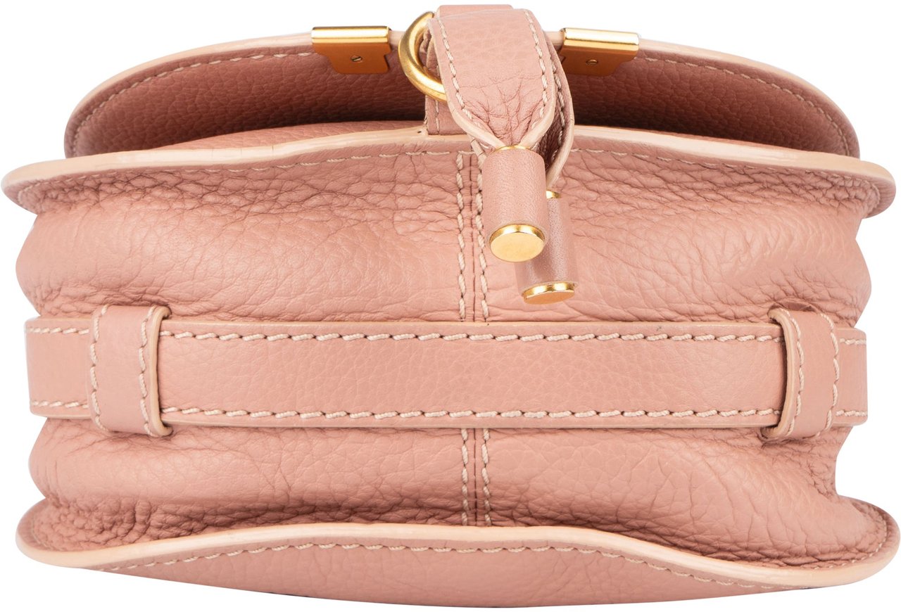 Chloé Chloé Grained Pink Calfskin Mini Marcie Crossbody Bag Rood