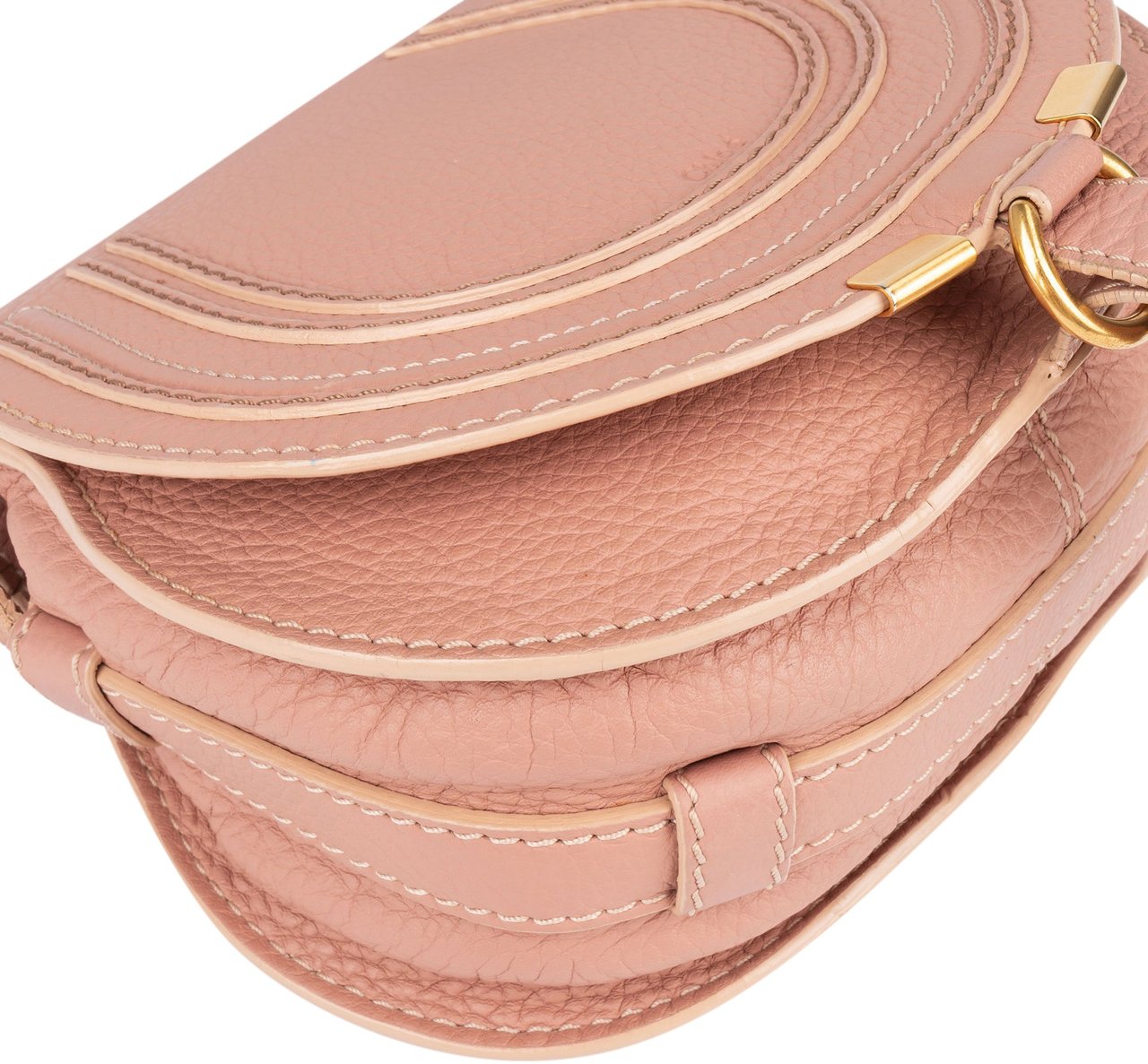 Chloé Chloé Grained Pink Calfskin Mini Marcie Crossbody Bag Rood