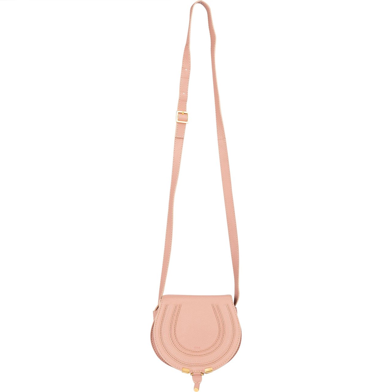 Chloé Chloé Grained Pink Calfskin Mini Marcie Crossbody Bag Rood