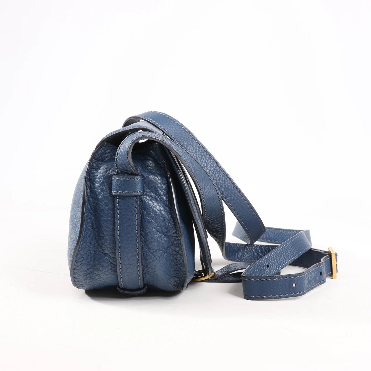 Chloé Chloe Marcie Mini Leather Crossbody Bag in Navy Blue Navy