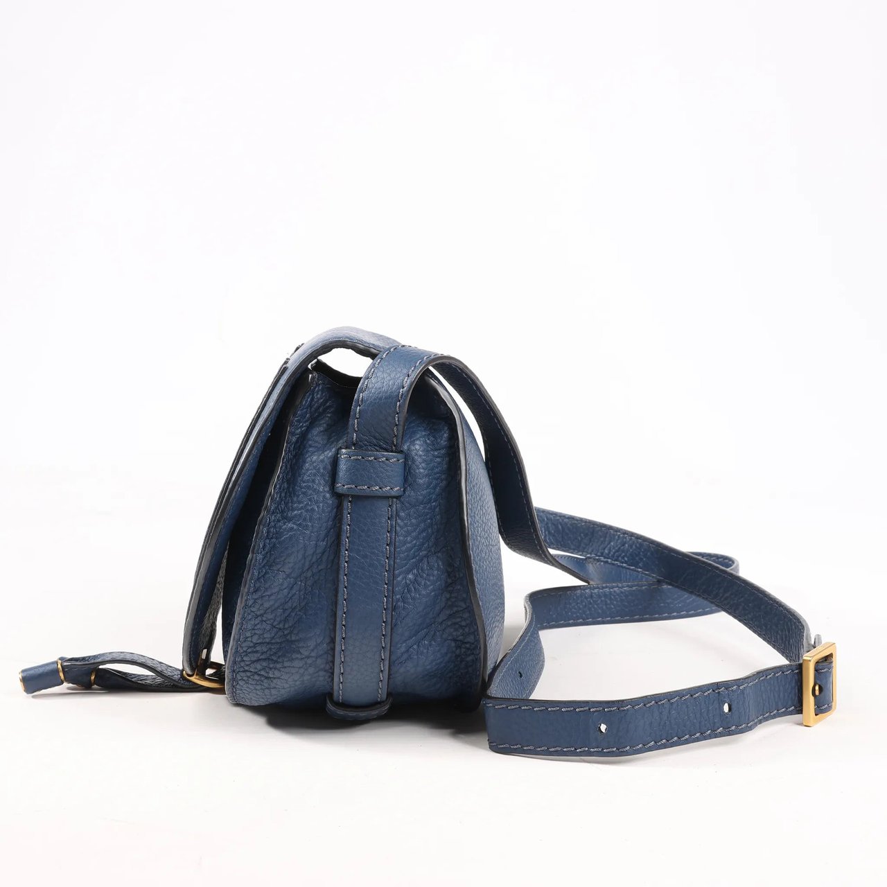 Chloé Chloe Marcie Mini Leather Crossbody Bag in Navy Blue Navy