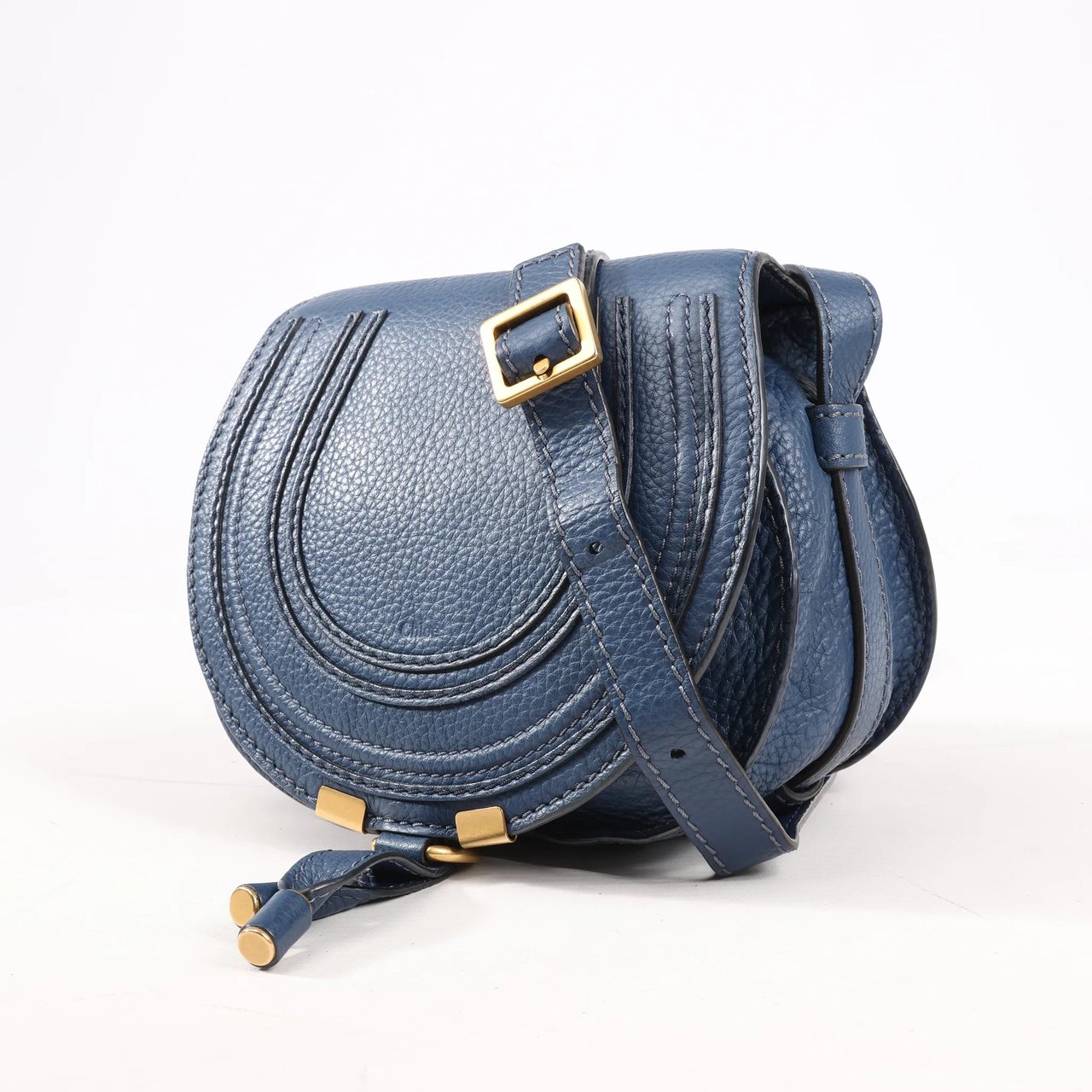 Chloé Chloe Marcie Mini Leather Crossbody Bag in Navy Blue Navy