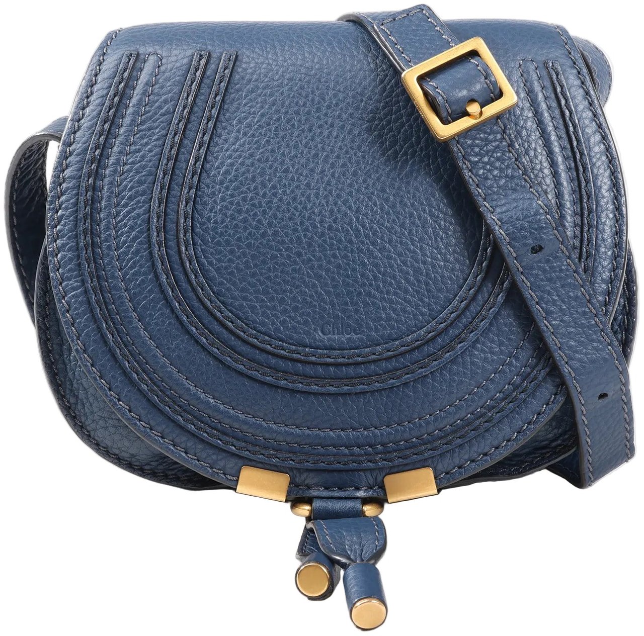 Chloé Chloe Marcie Mini Leather Crossbody Bag in Navy Blue Navy
