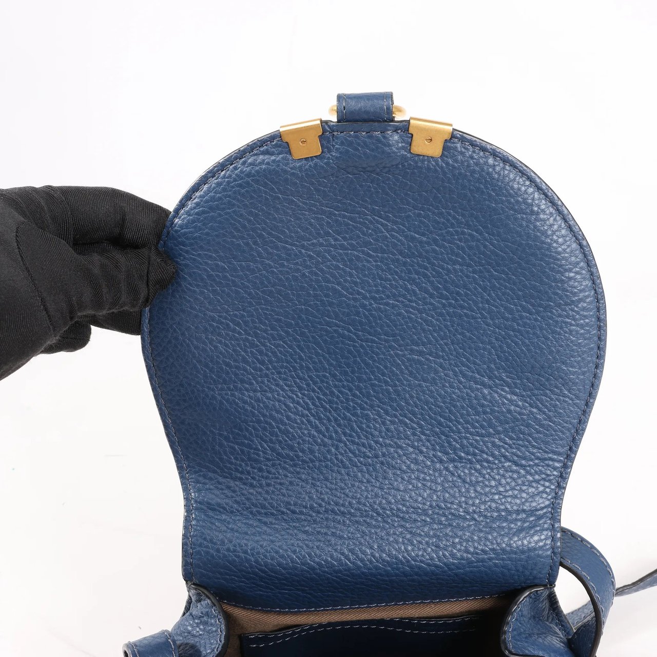 Chloé Chloe Marcie Mini Leather Crossbody Bag in Navy Blue Navy