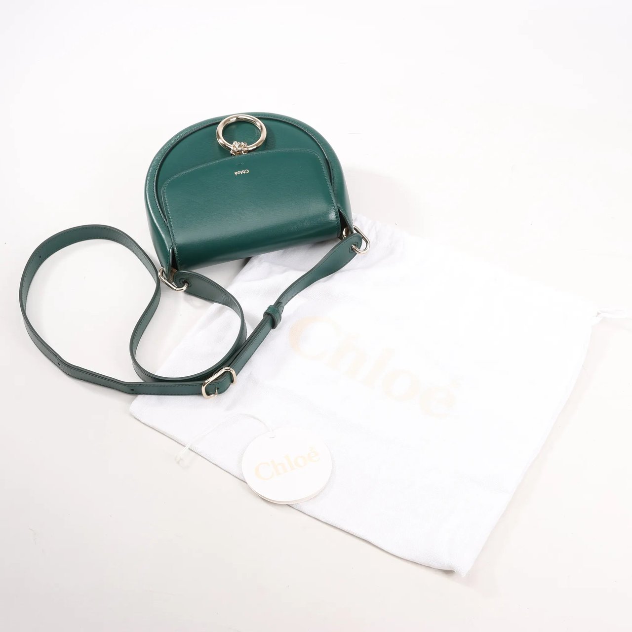 Chloé Chloe Arlène Leather Shoulder bag in Green Groen