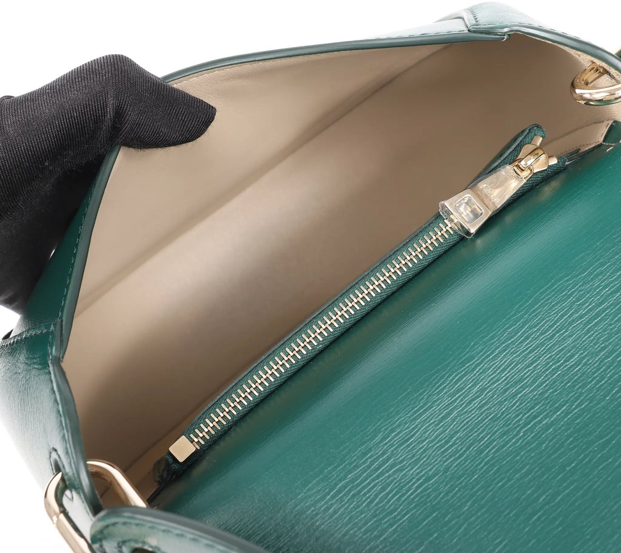 Chloé Chloe Arlène Leather Shoulder bag in Green Groen