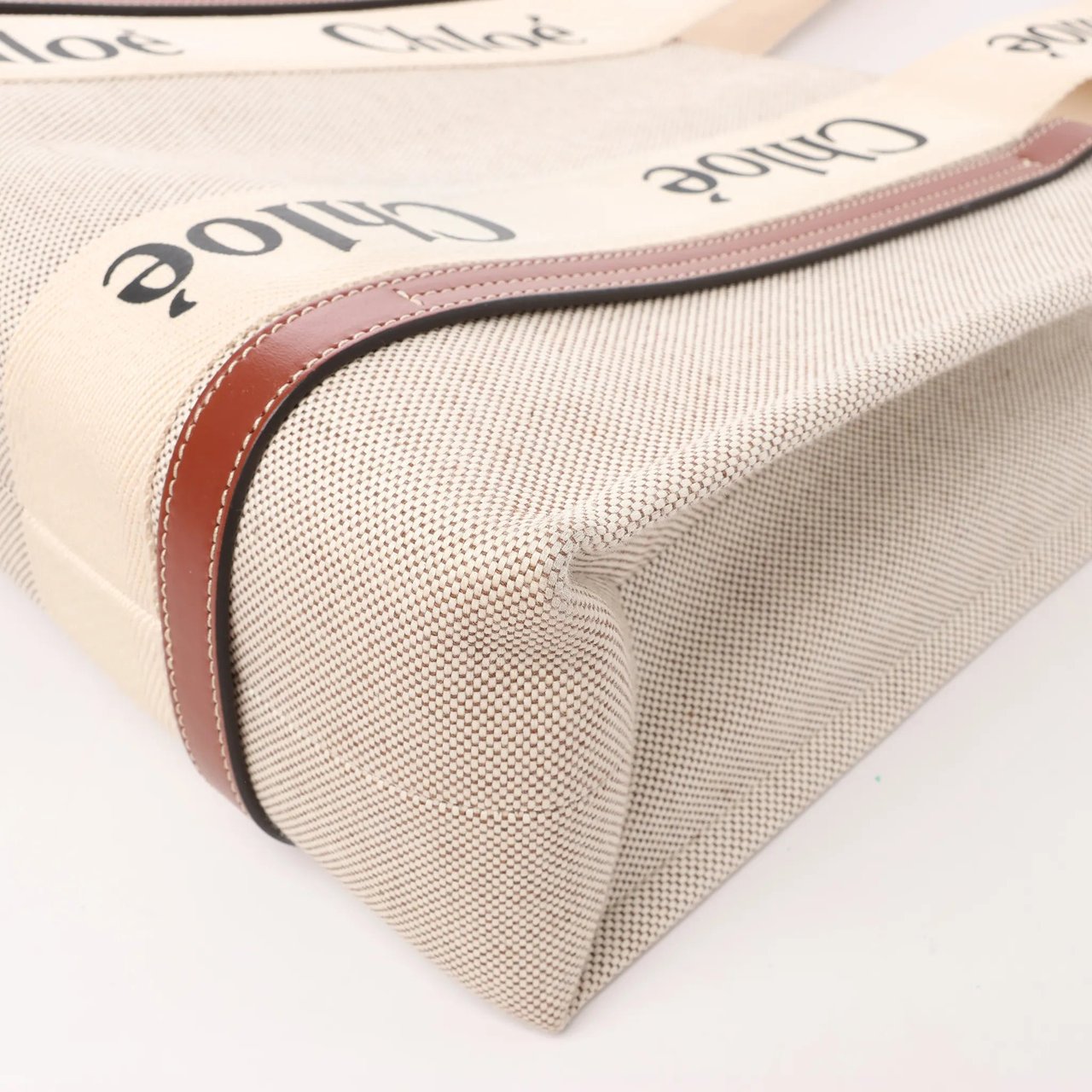 Chloé CHLOE Woody Medium Canvas x Leather Tote Shoulder bag in Beige x Brown Divers