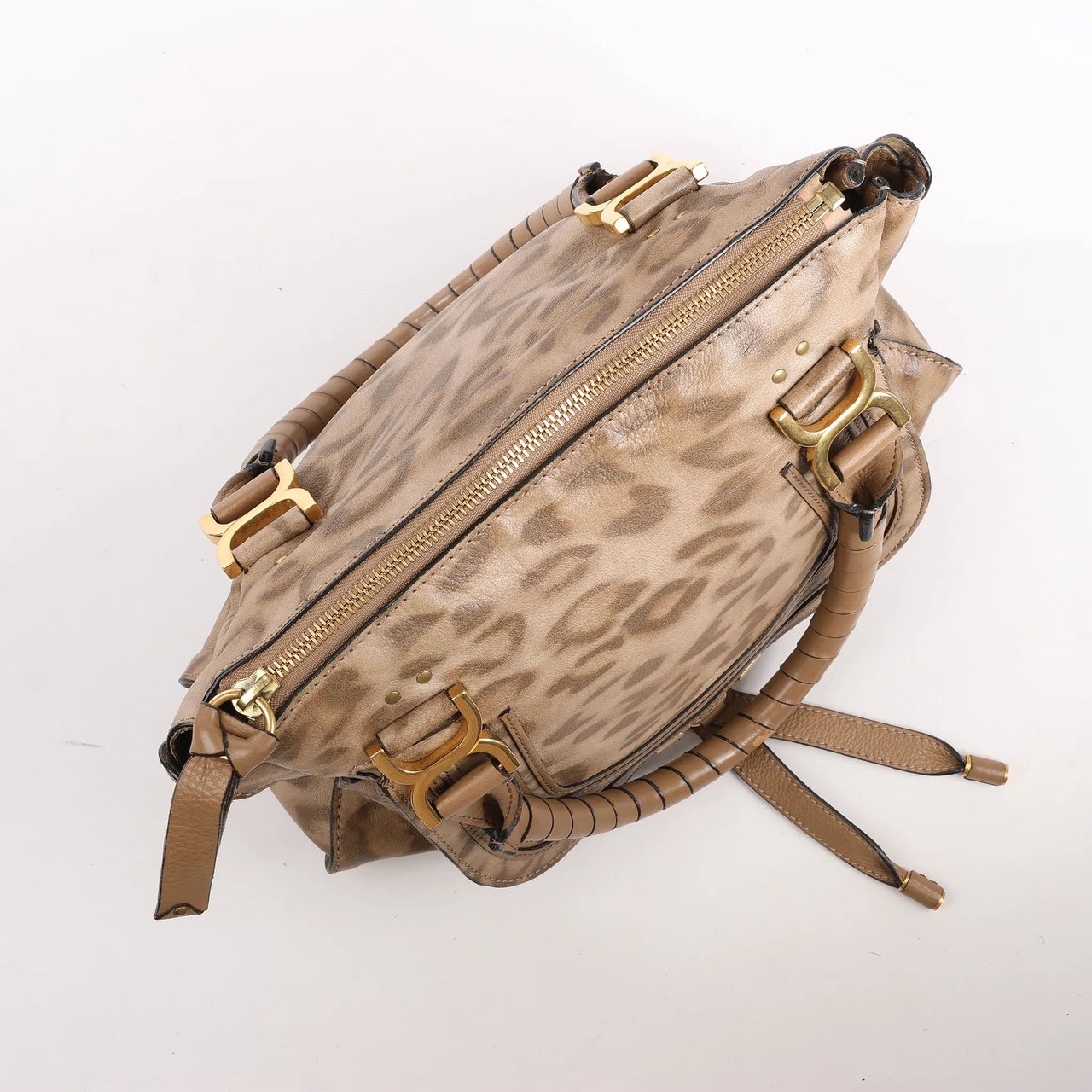 Chloé Chloe Marcie Medium Leather Leopard Pattern Handbag in Brown, Limited Edition Bruin