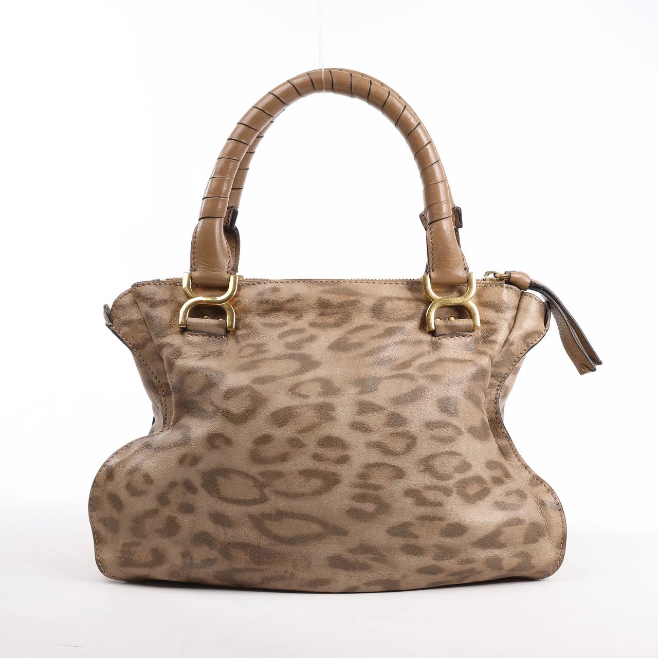 Chloé Chloe Marcie Medium Leather Leopard Pattern Handbag in Brown, Limited Edition Bruin