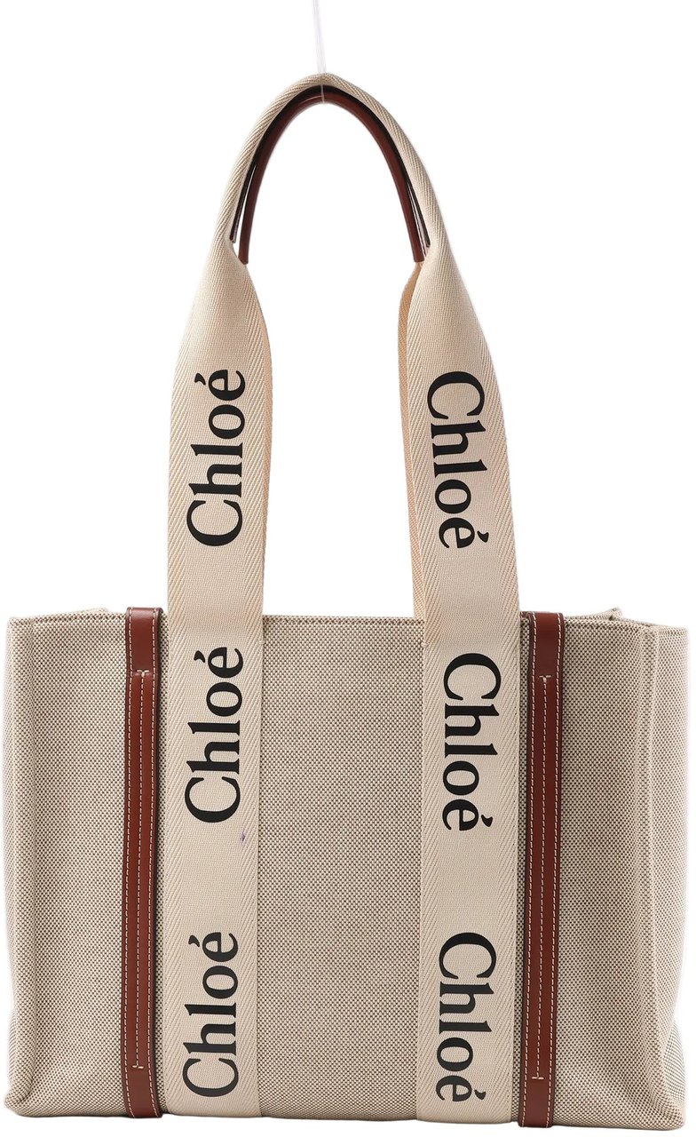 Chloé CHLOE Woody Medium Canvas & Leather Tote Shoulder bag in Brown Divers