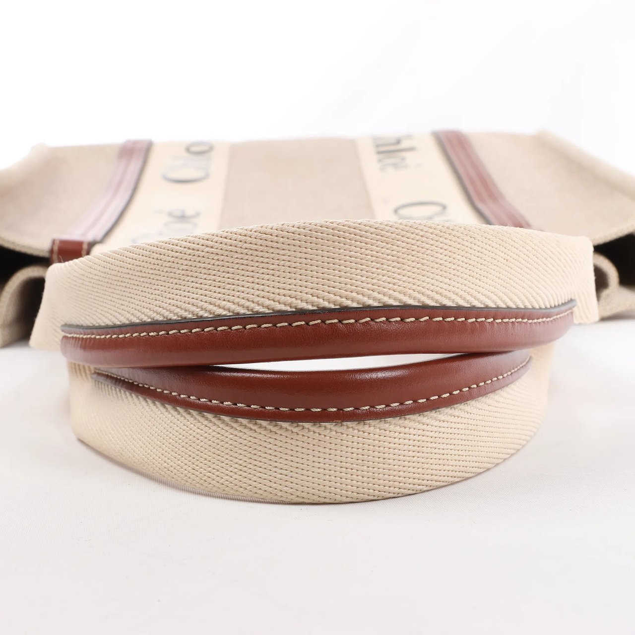 Chloé CHLOE Woody Medium Canvas & Leather Tote Shoulder bag in Brown Divers