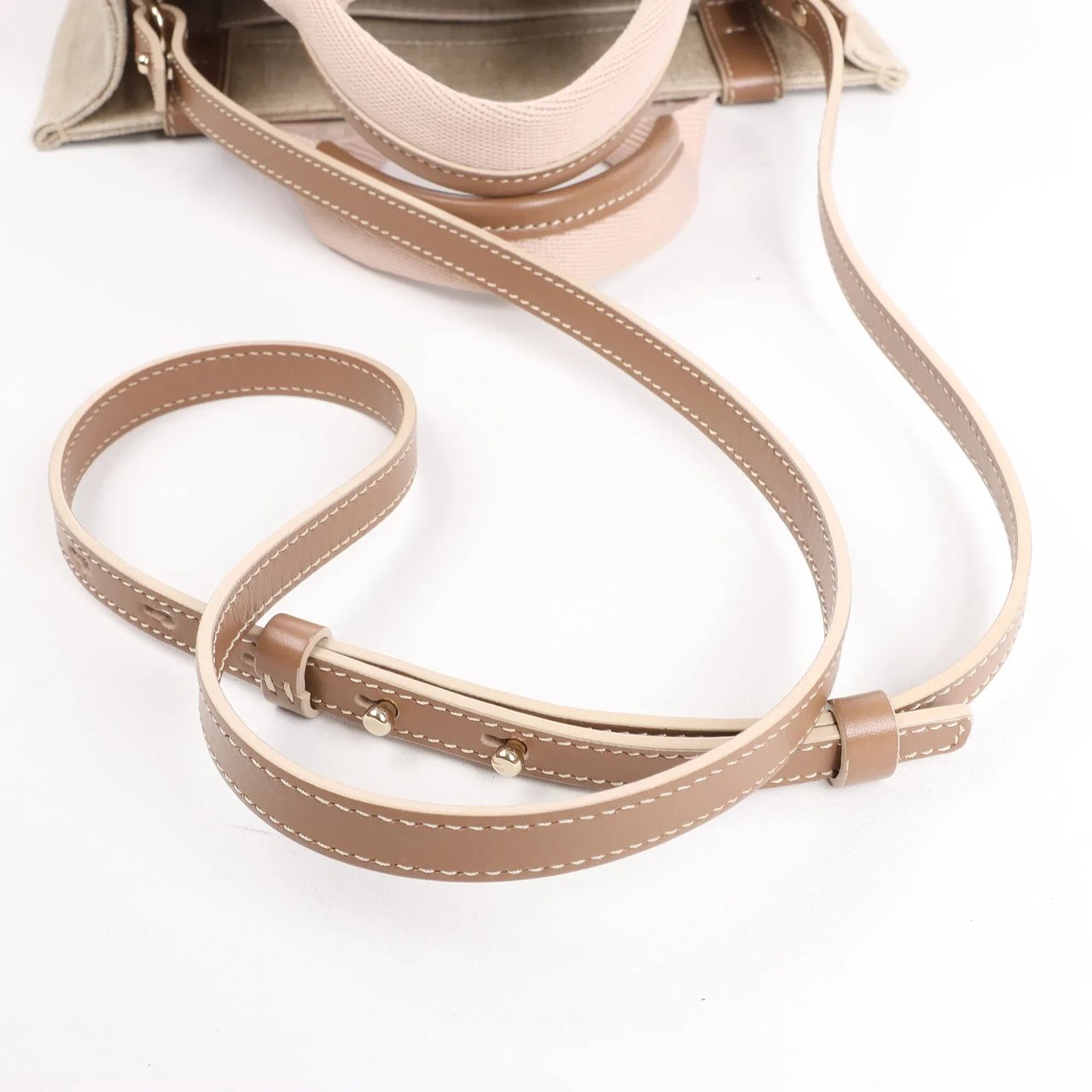 Chloé Chloé Woody Small Canvas & Leather 2Way Handbag in Beige Beige