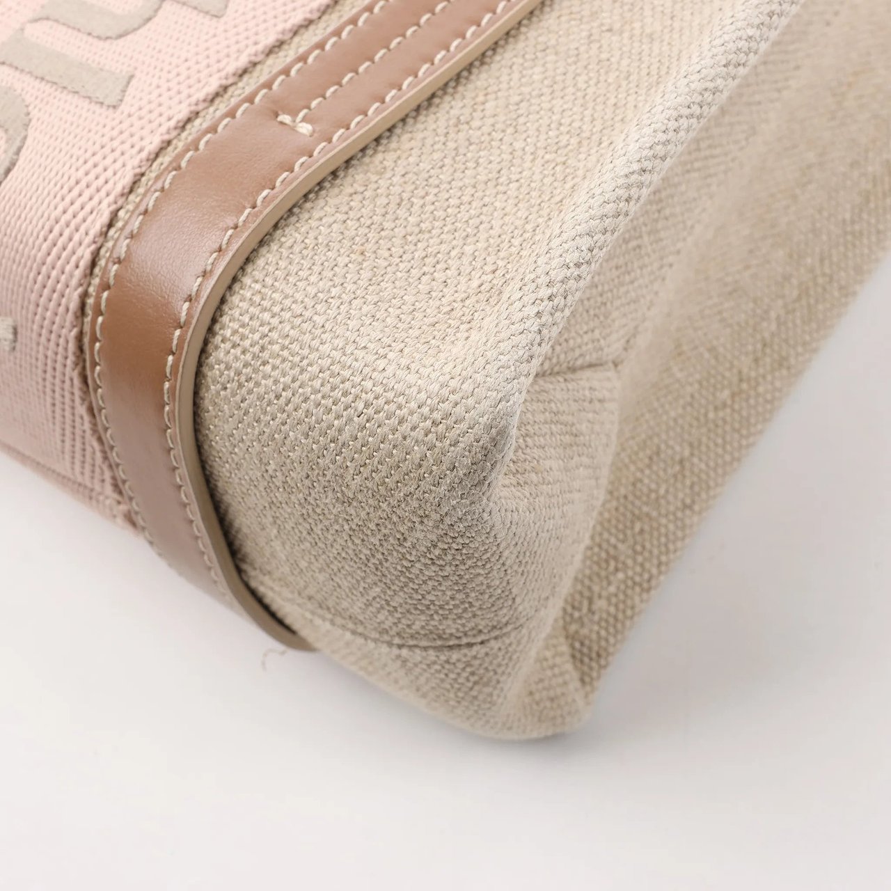 Chloé Chloé Woody Small Canvas & Leather 2Way Handbag in Beige Beige