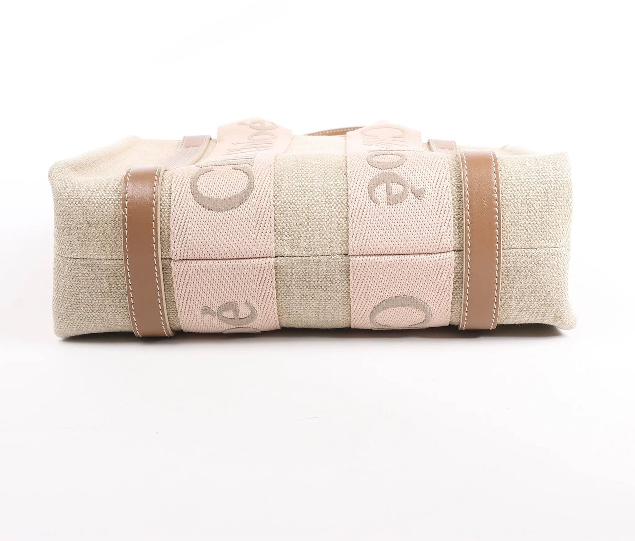 Chloé Chloé Woody Small Canvas & Leather 2Way Handbag in Beige Beige