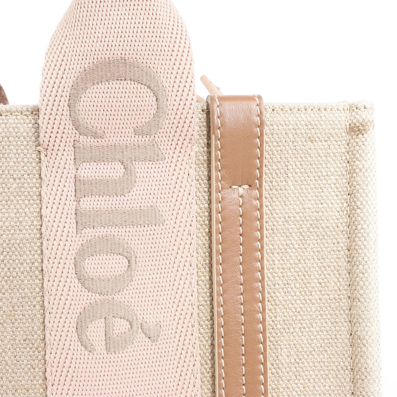 Chloé Chloé Woody Small Canvas & Leather 2Way Handbag in Beige Beige