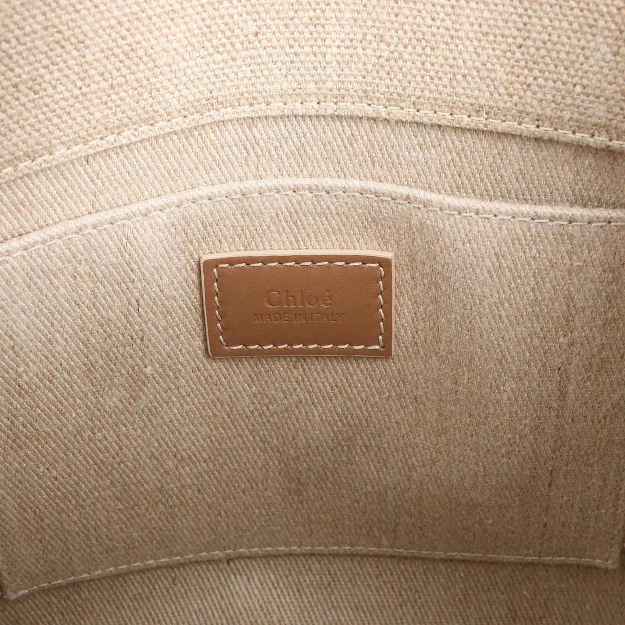 Chloé Chloé Woody Small Canvas & Leather 2Way Handbag in Beige Beige