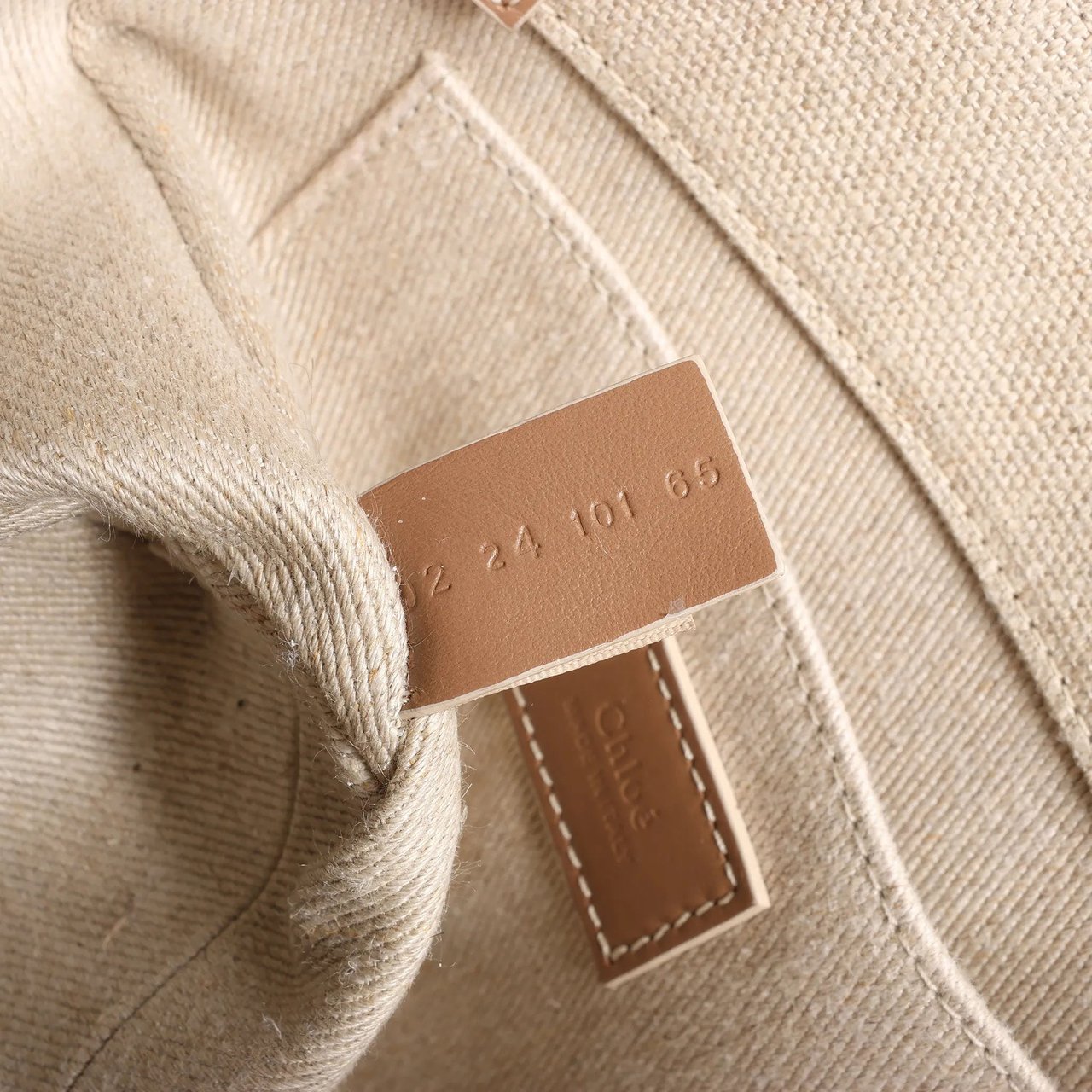 Chloé Chloé Woody Small Canvas & Leather 2Way Handbag in Beige Beige