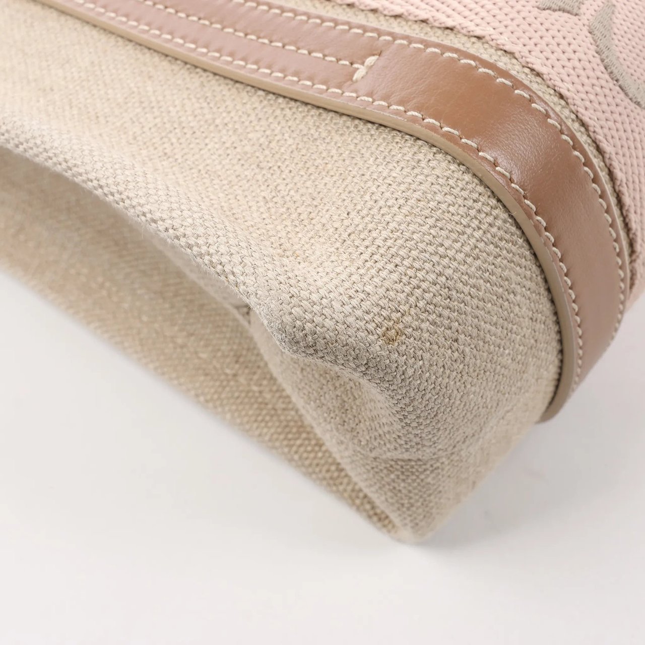 Chloé Chloé Woody Small Canvas & Leather 2Way Handbag in Beige Beige