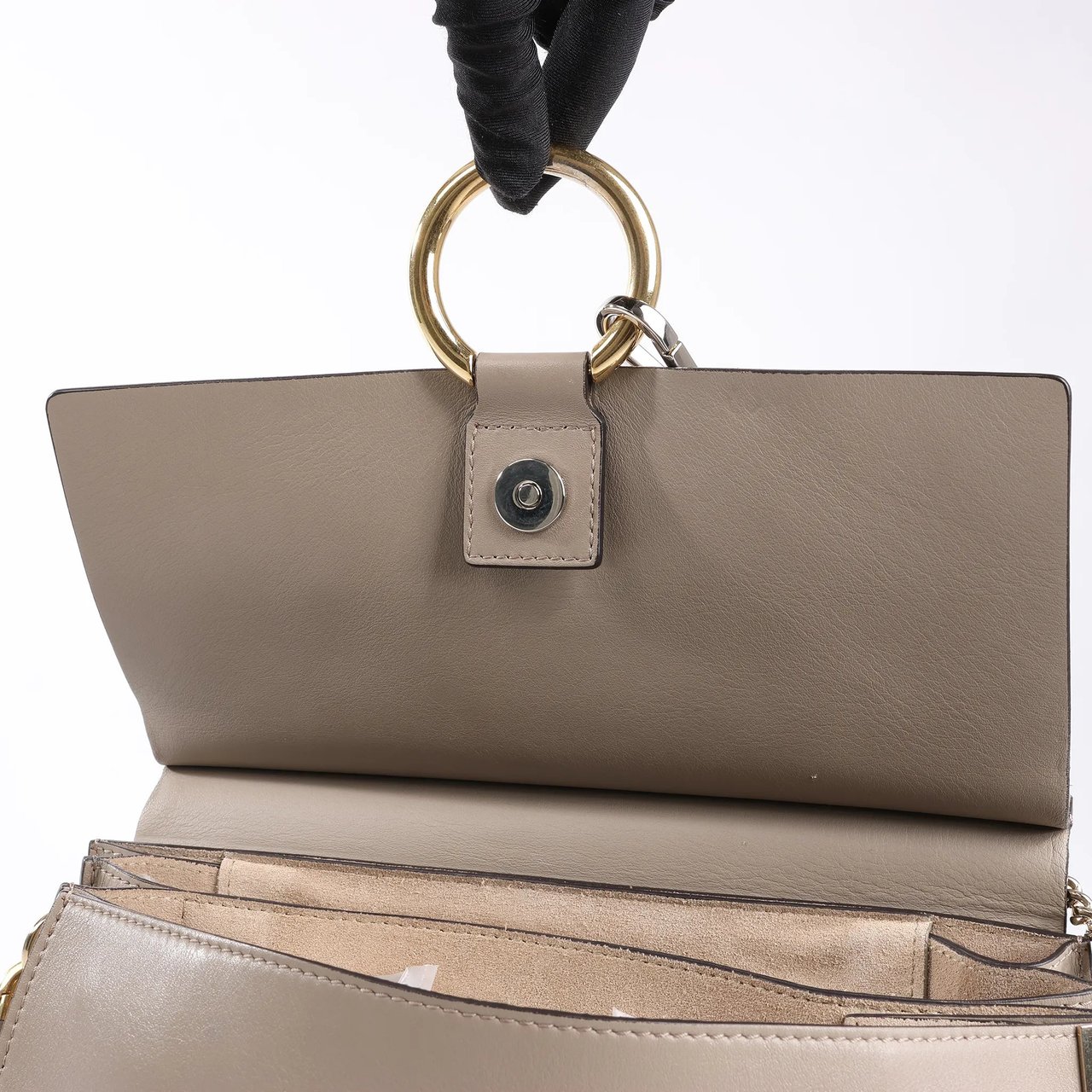 Chloé Chloe Faye Suede x Leather Shoulder bag in Greige Grijs