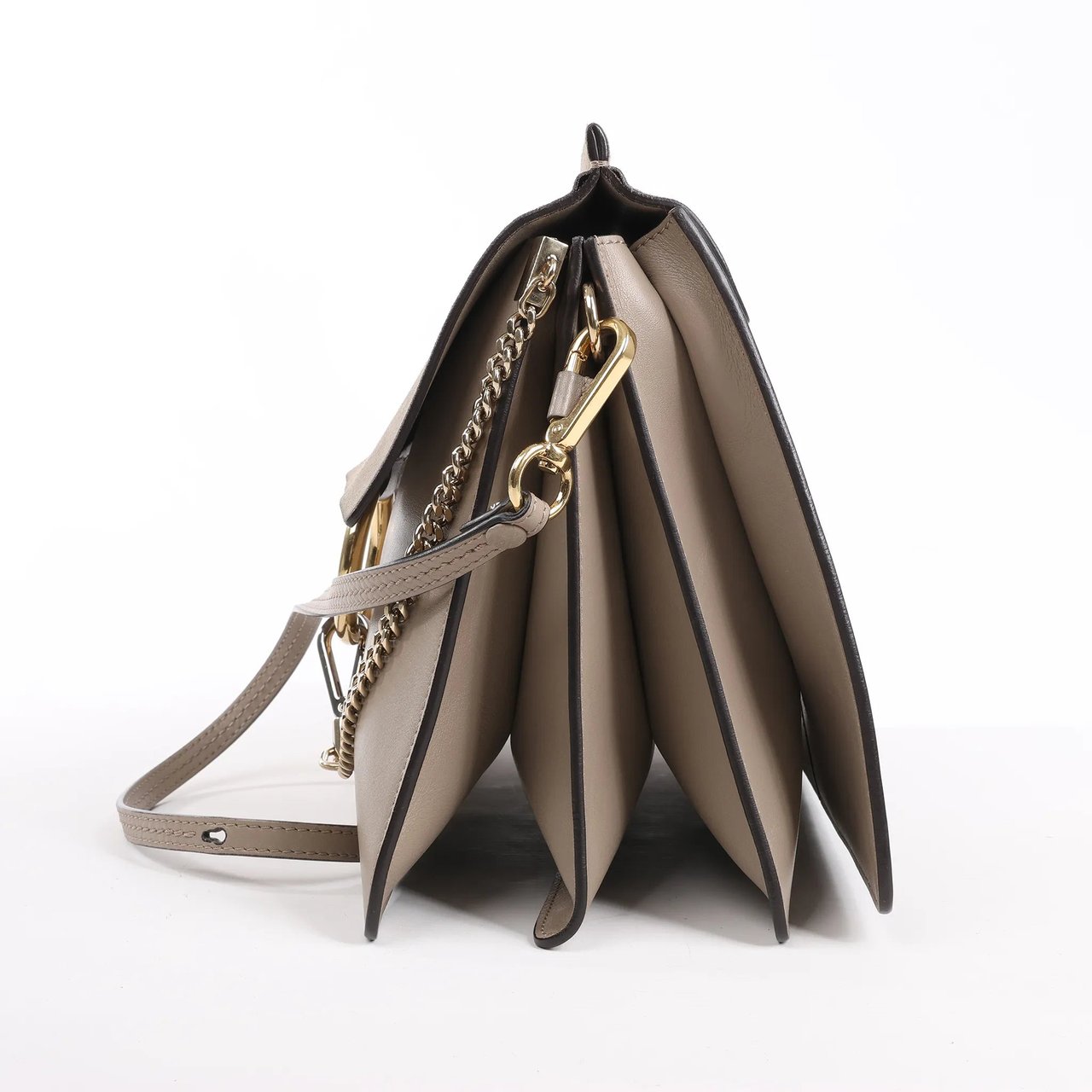 Chloé Chloe Faye Suede x Leather Shoulder bag in Greige Grijs