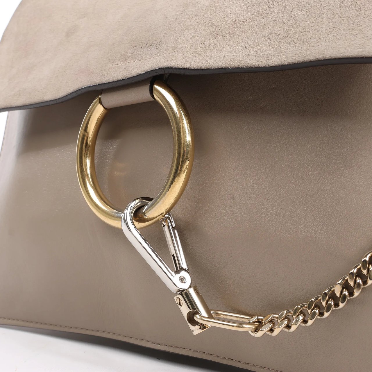 Chloé Chloe Faye Suede x Leather Shoulder bag in Greige Grijs