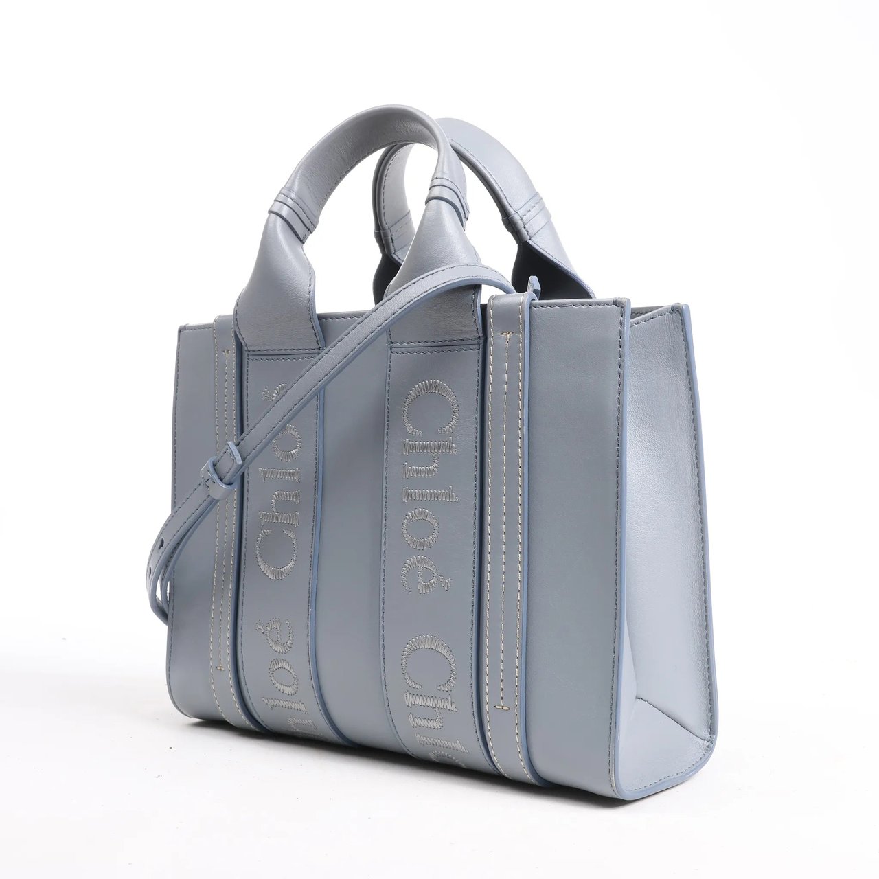 Chloé Chloé Woody Small Leather 2Way Handbag in Blue Blauw
