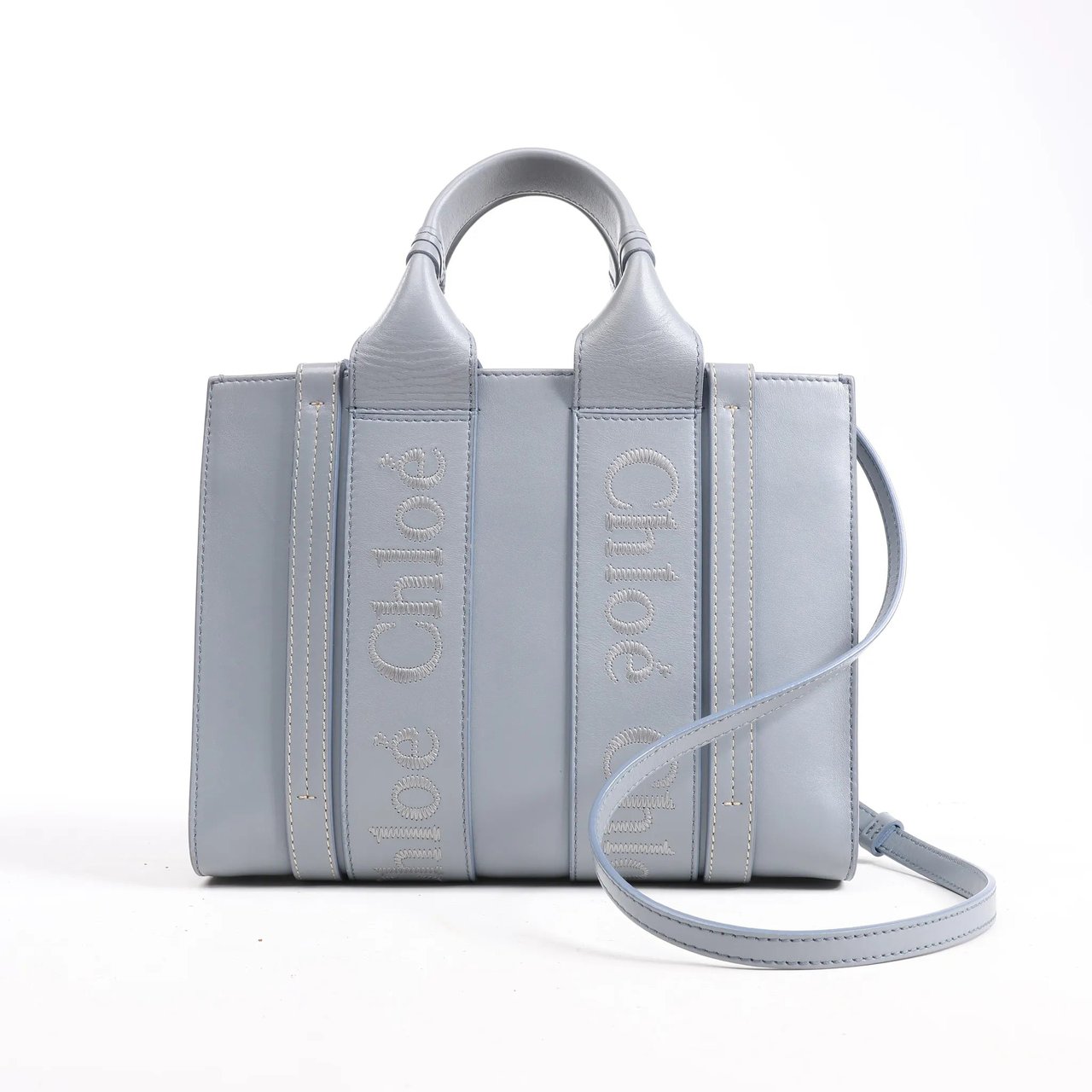 Chloé Chloé Woody Small Leather 2Way Handbag in Blue Blauw