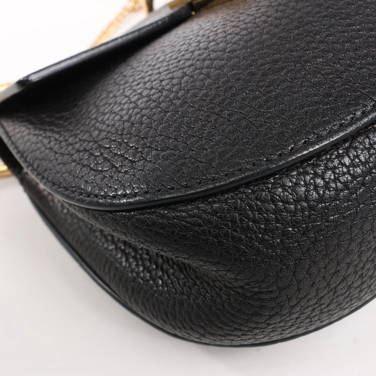 Chloé CHLOE Drew Leather Chain Shoulder Bag in Black Zwart