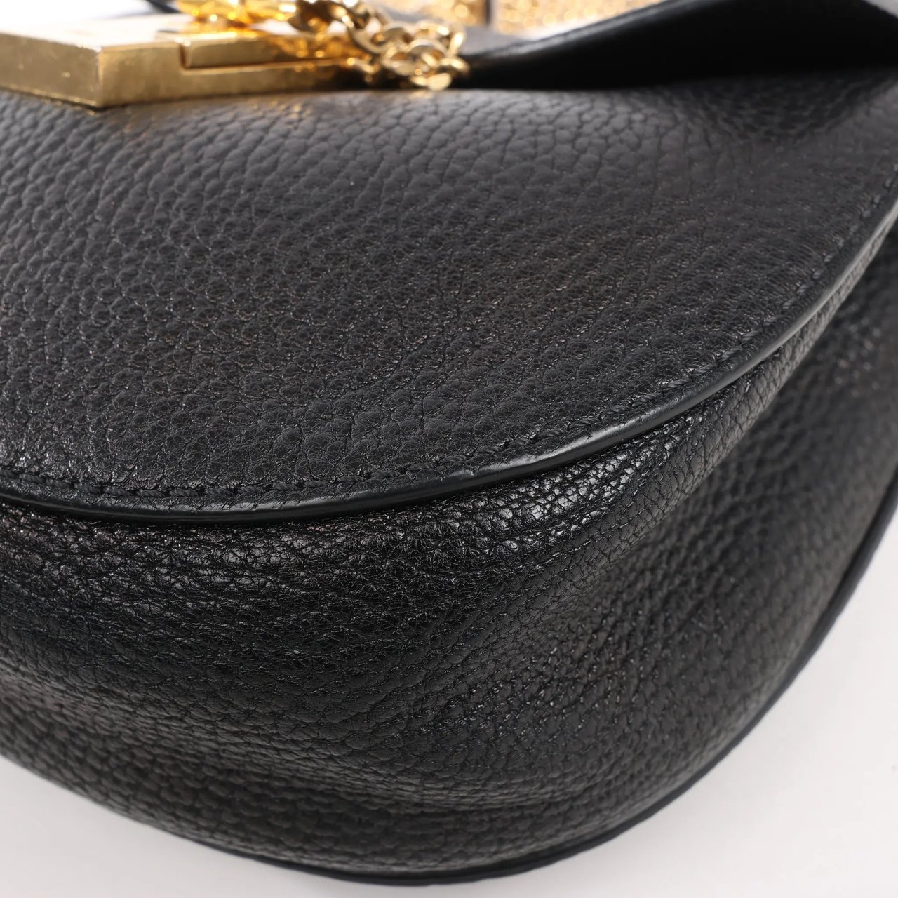 Chloé CHLOE Drew Leather Chain Shoulder Bag in Black Zwart
