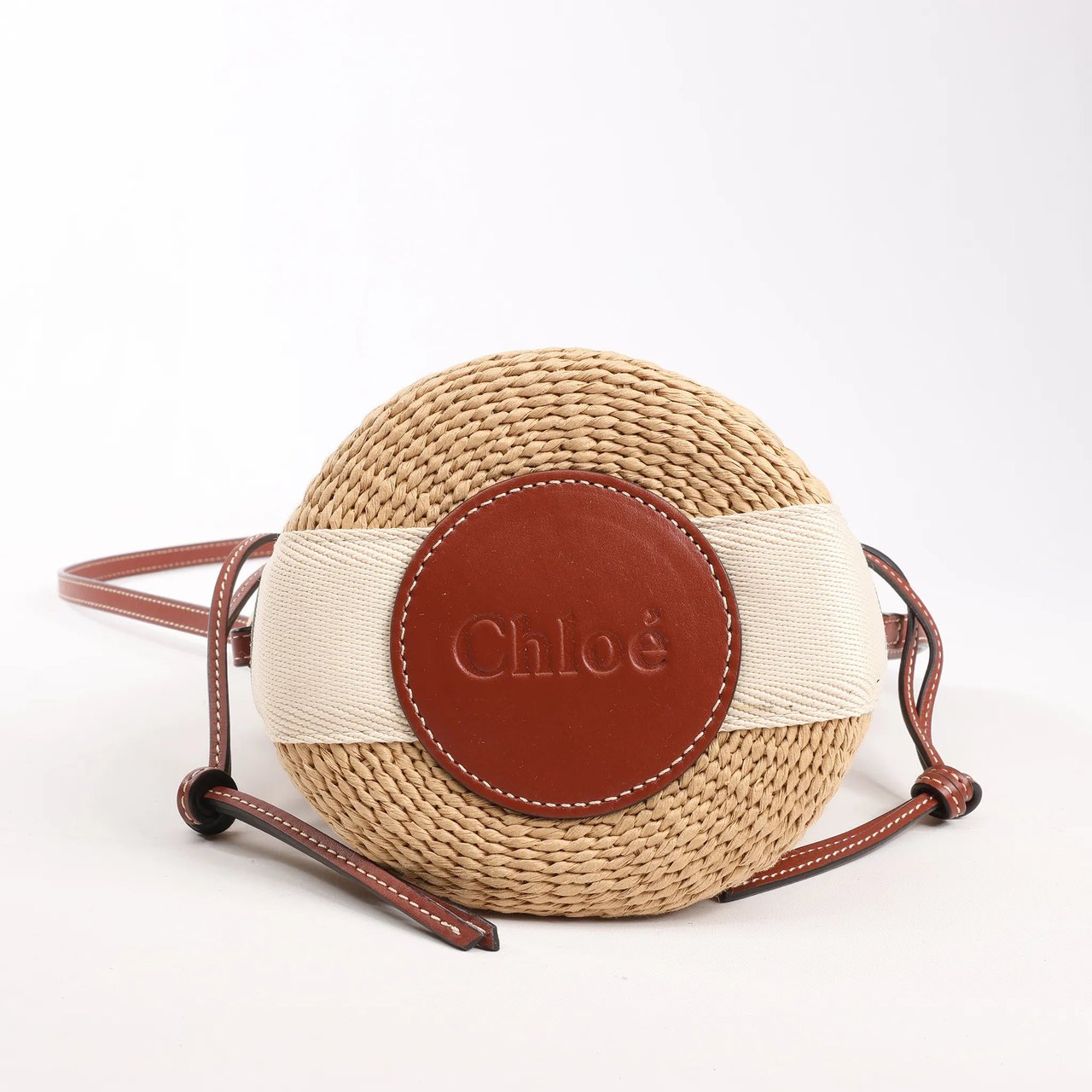 Chloé Chloe x Mifuko Sense Buckets Raffia x Leather 2Way Handbag in Beige x Brown Divers