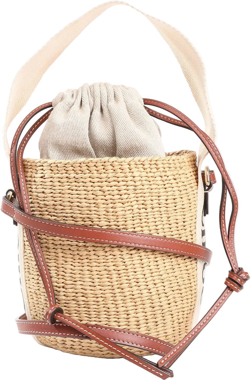 Chloé Chloe x Mifuko Sense Buckets Raffia x Leather 2Way Handbag in Beige x Brown Divers