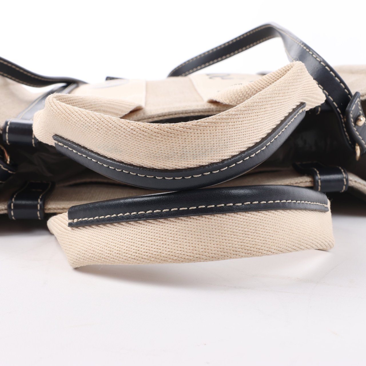 Chloé Chloé Woody Small Canvas & Leather 2Way Handbag in Beige x Black Beige