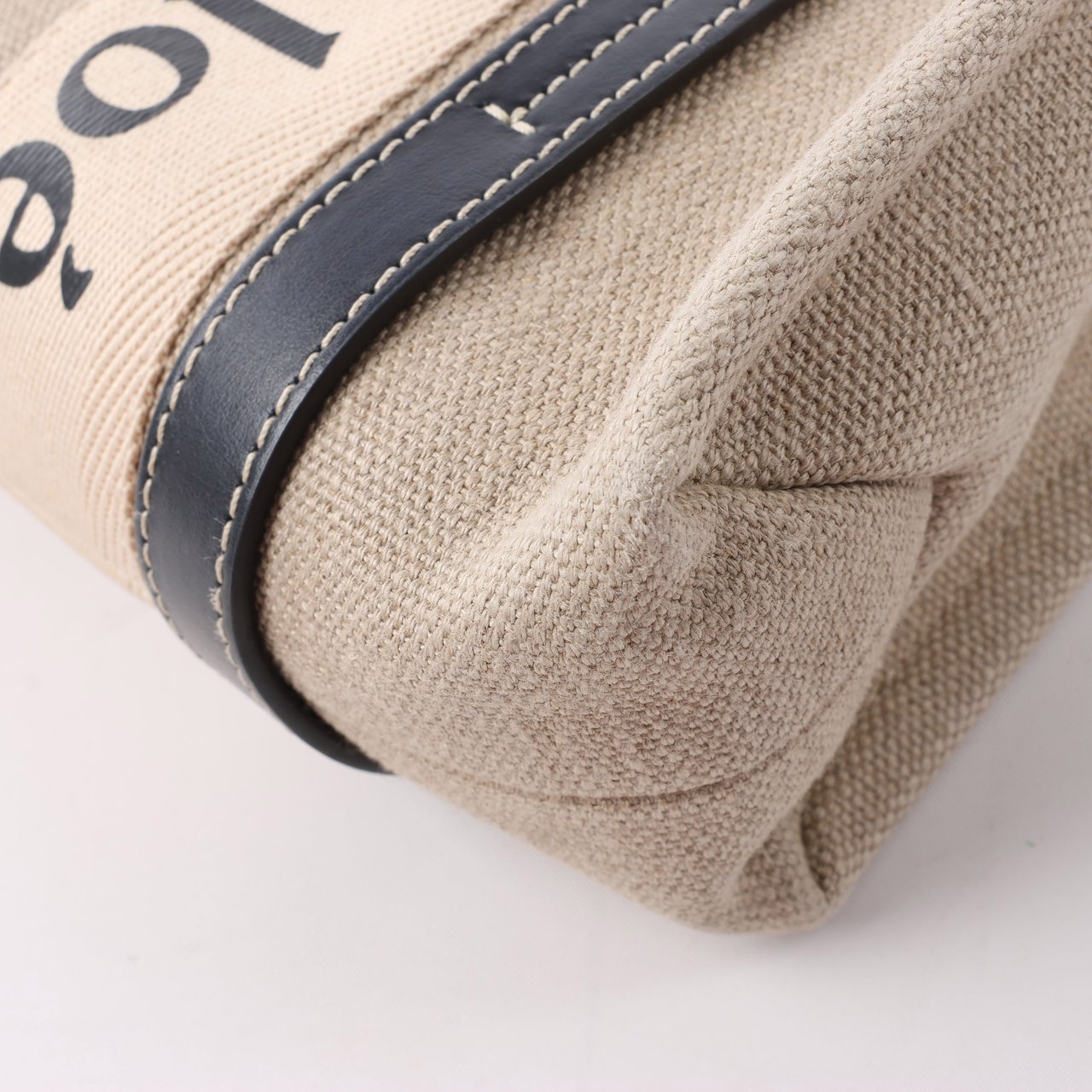 Chloé Chloé Woody Small Canvas & Leather 2Way Handbag in Beige x Black Beige