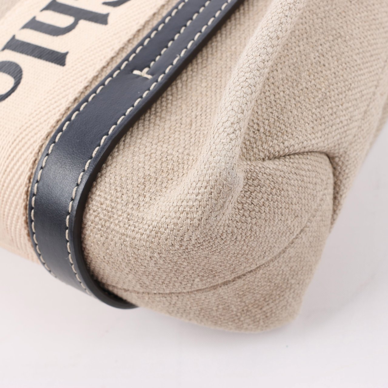 Chloé Chloé Woody Small Canvas & Leather 2Way Handbag in Beige x Black Beige