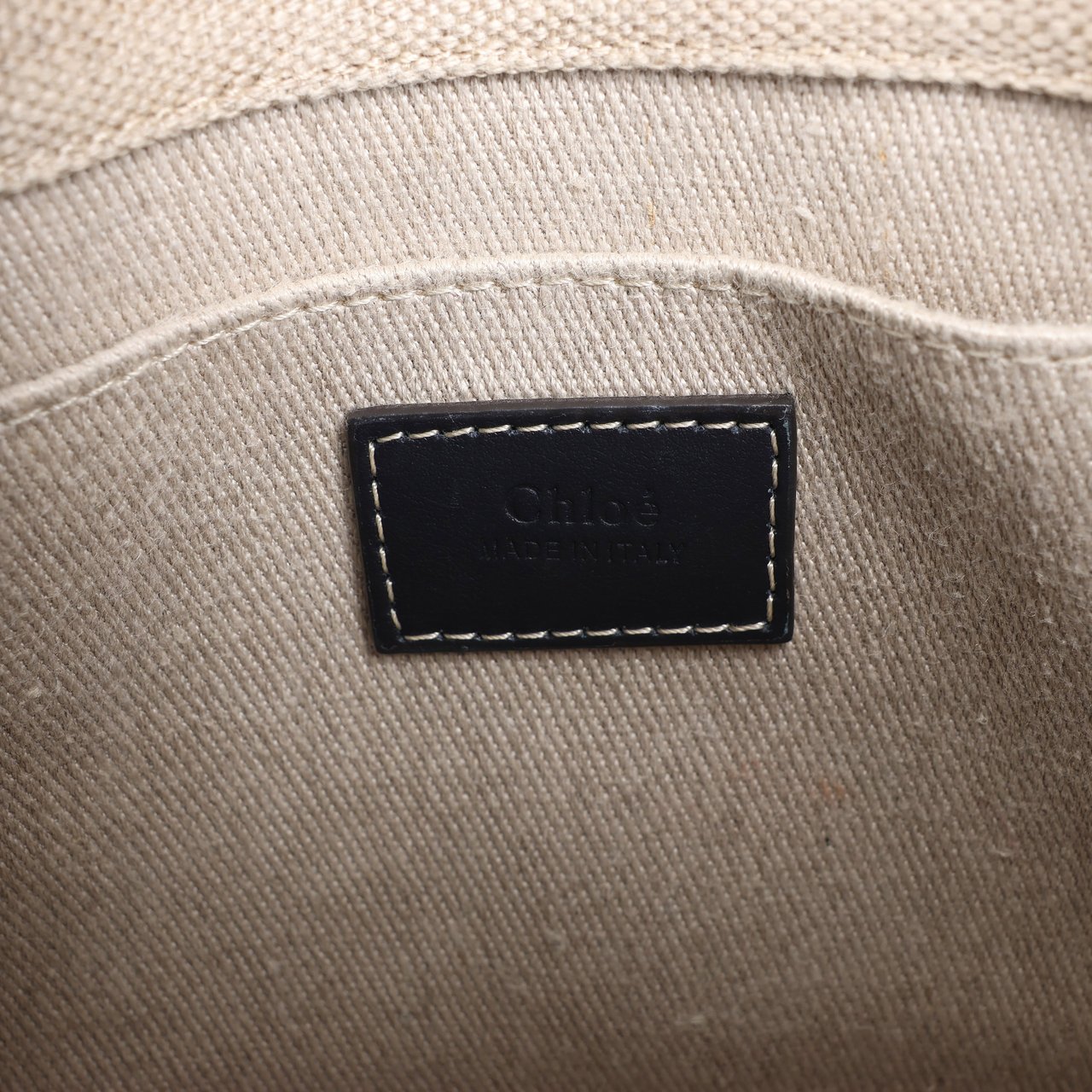 Chloé Chloé Woody Small Canvas & Leather 2Way Handbag in Beige x Black Beige