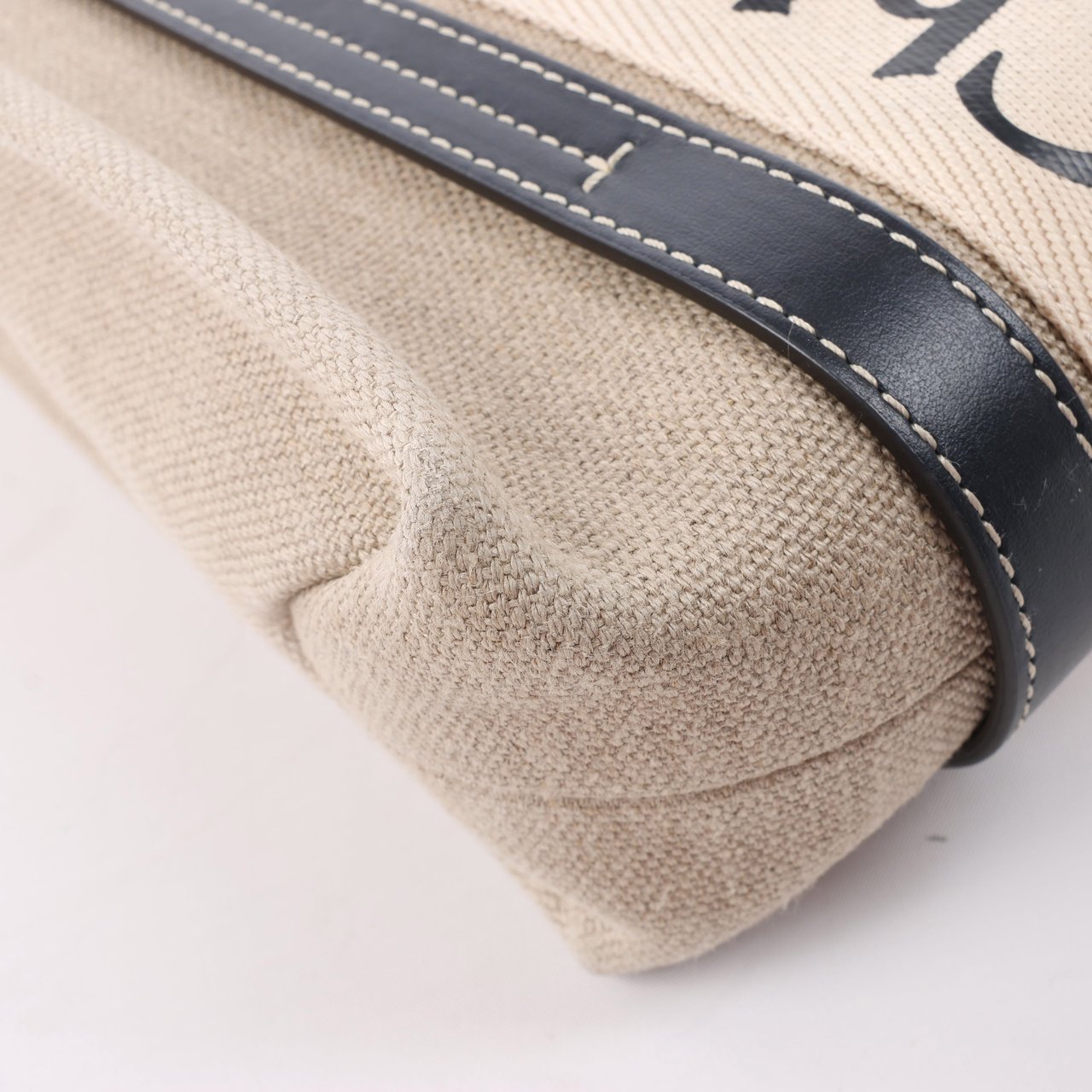 Chloé Chloé Woody Small Canvas & Leather 2Way Handbag in Beige x Black Beige