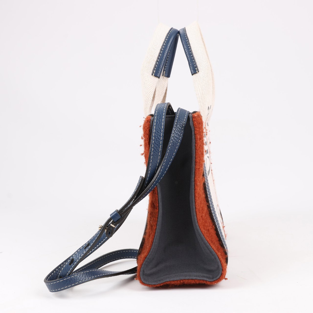 Chloé Chloé Woody Small Wool & Leather 2Way Handbag in Brown Divers