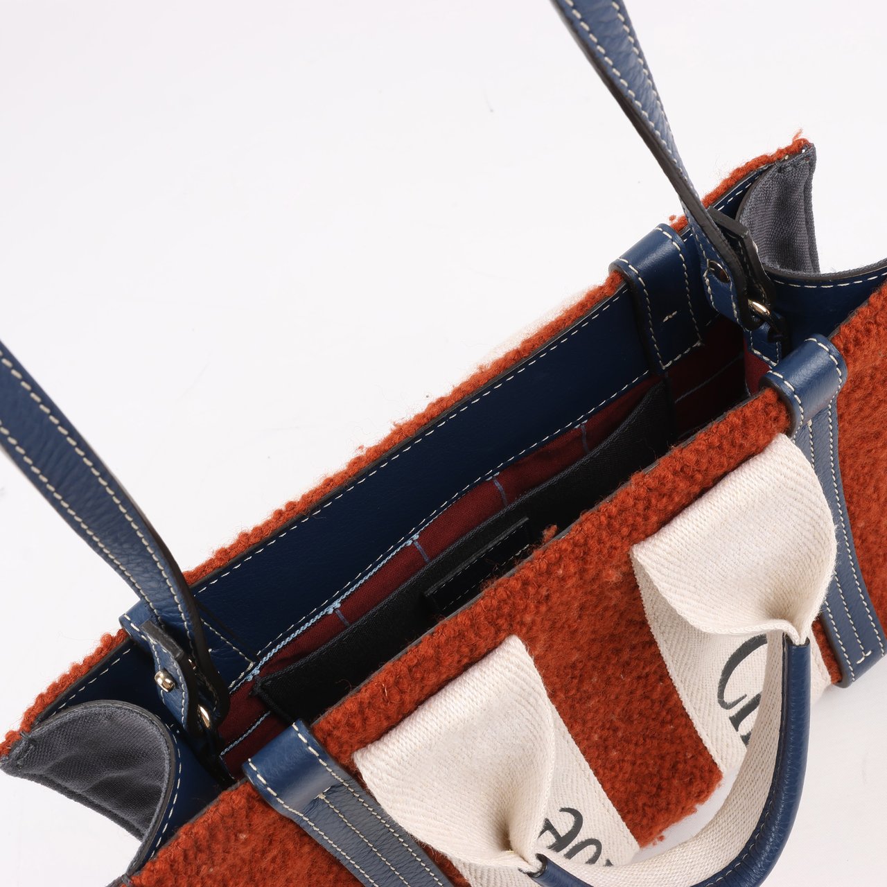 Chloé Chloé Woody Small Wool & Leather 2Way Handbag in Brown Divers