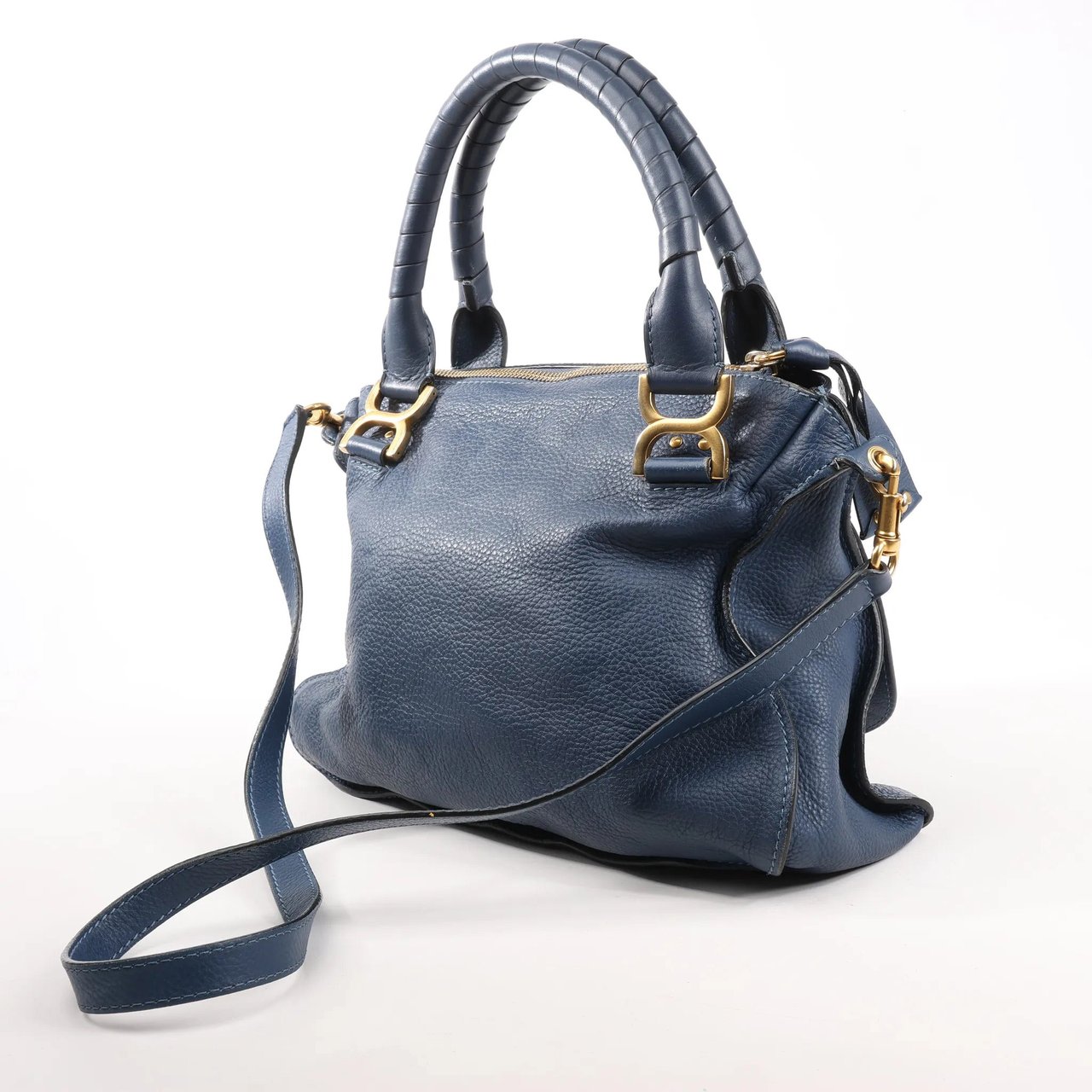 Chloé Chloe Marcie Leather Medium 2Way Handbag in Navy Blue Navy