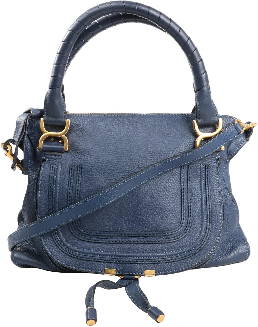 Chloé Chloe Marcie Leather Medium 2Way Handbag in Navy Blue Navy
