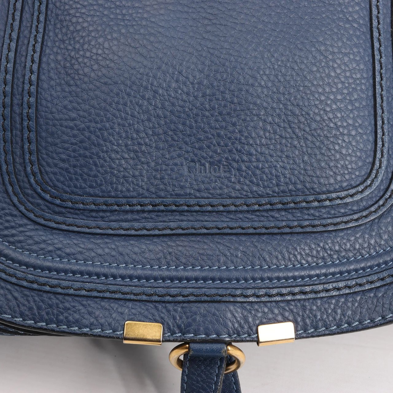 Chloé Chloe Marcie Leather Medium 2Way Handbag in Navy Blue Navy