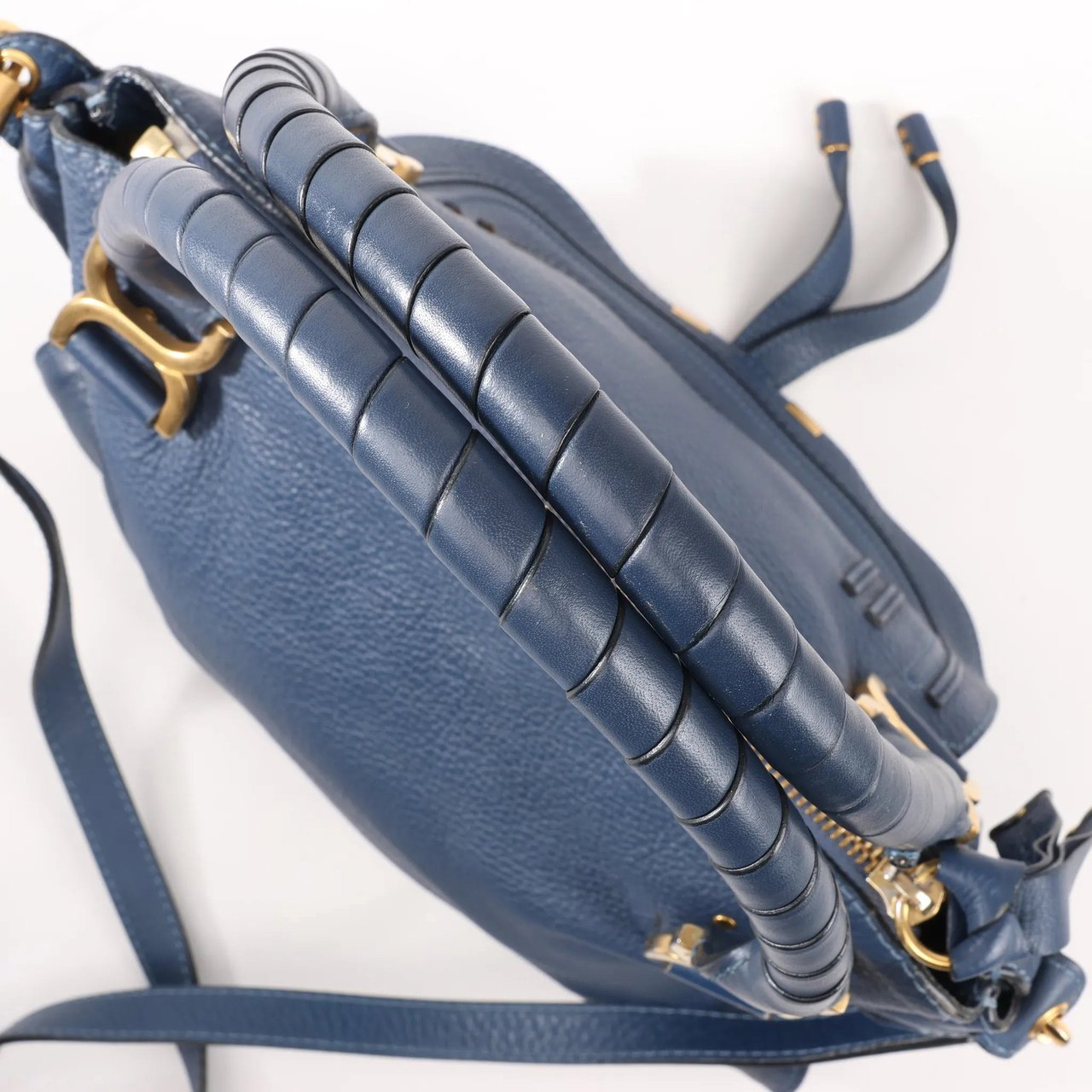 Chloé Chloe Marcie Leather Medium 2Way Handbag in Navy Blue Navy