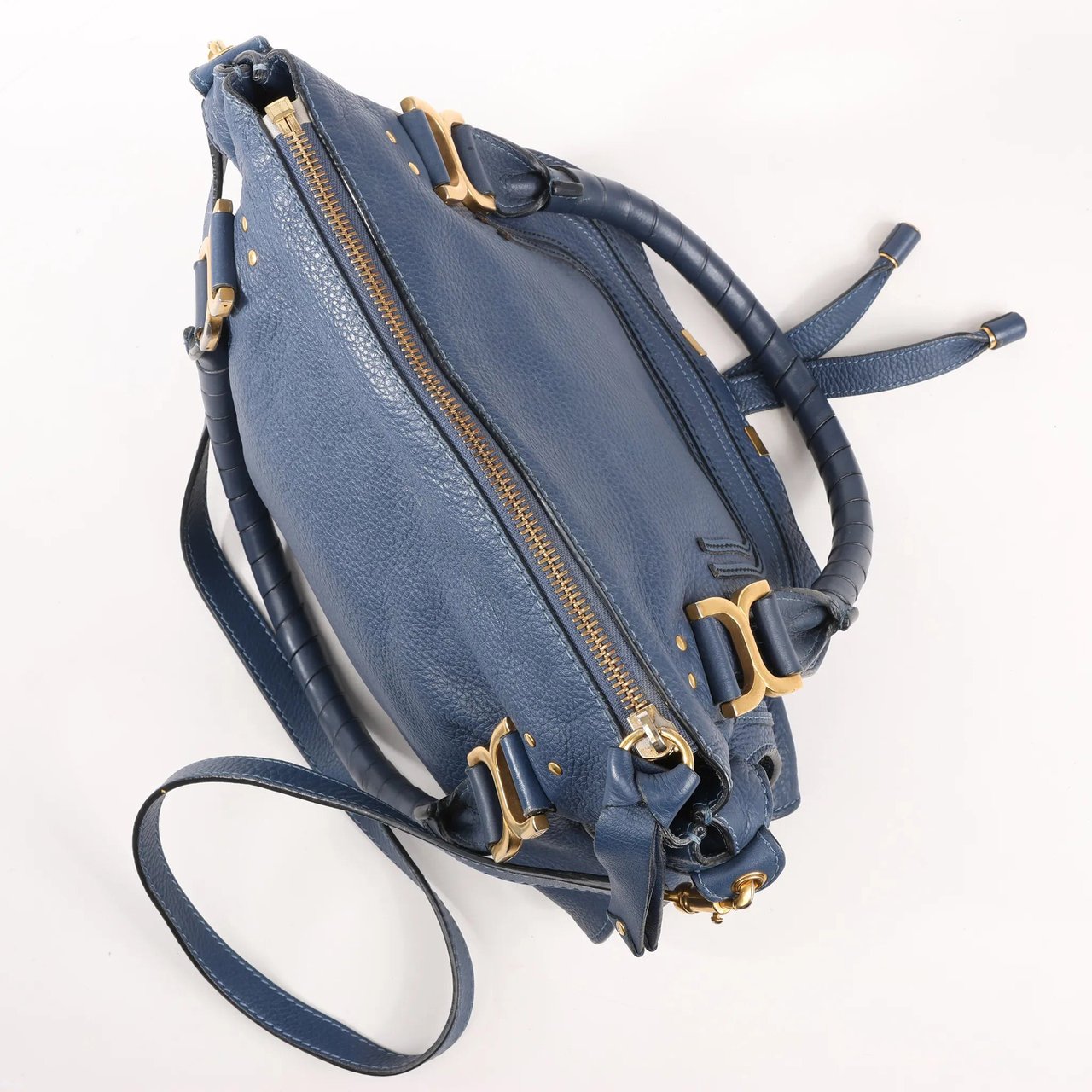 Chloé Chloe Marcie Leather Medium 2Way Handbag in Navy Blue Navy
