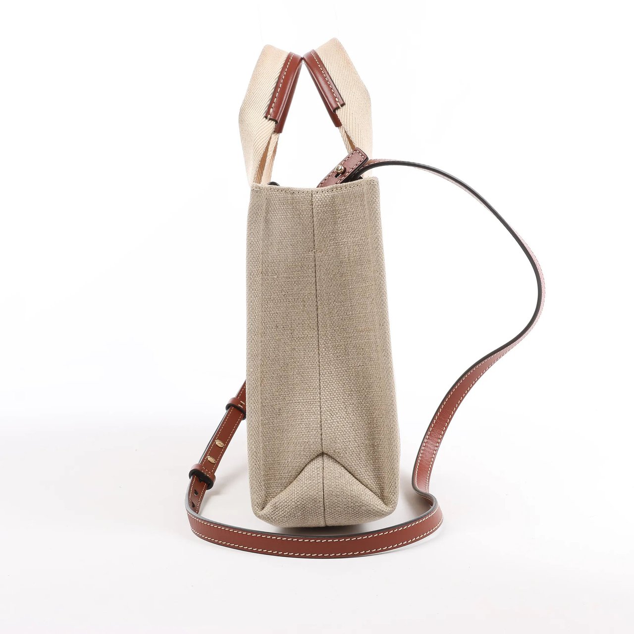 Chloé Chloé Woody Small Canvas & Leather 2Way Handbag in Beige x Brown Divers